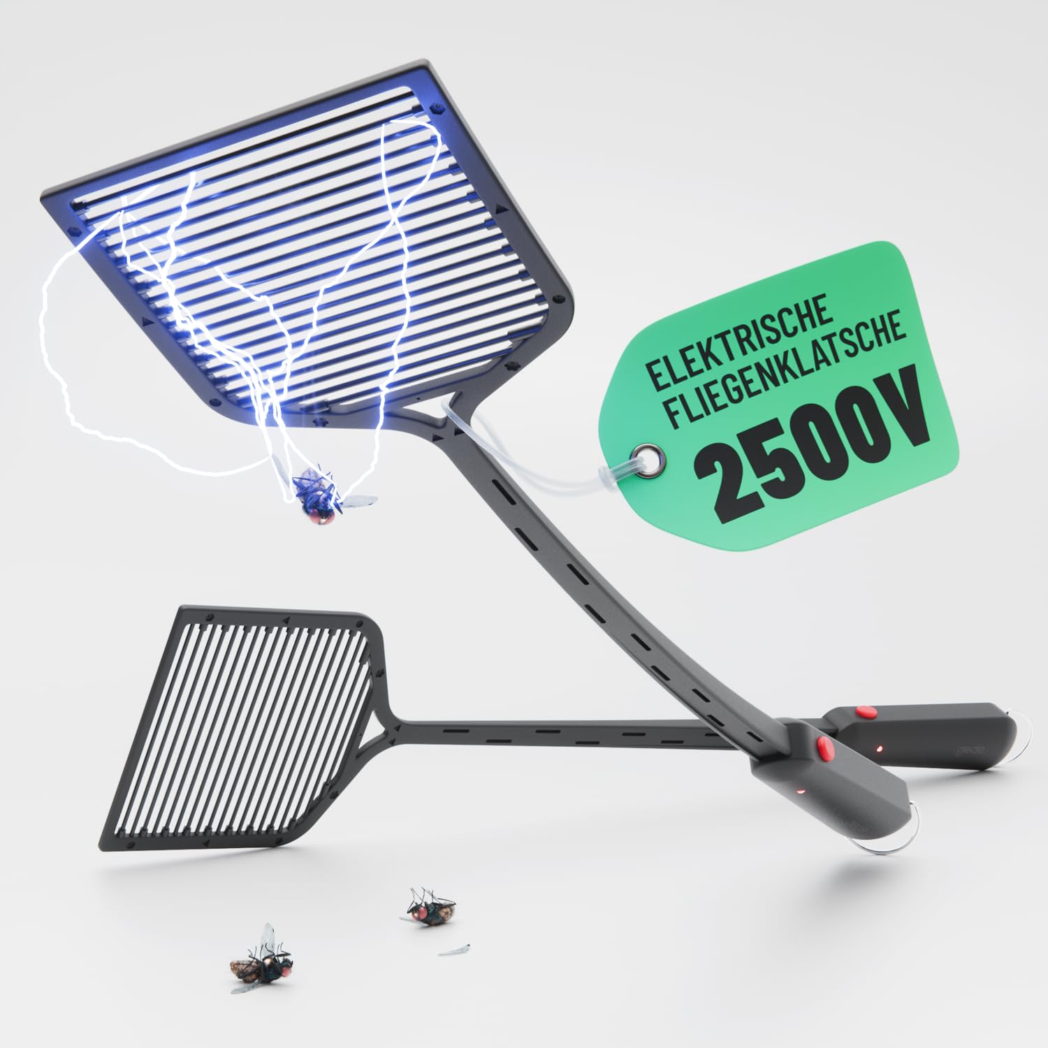 greate 2X elektrische Fliegenklatsche extra stark inkl. Batterien - Fliegenklatsche elektrisch gegen Mücken, Schnaken, Mosquito & mehr - Fliegenfänger - Electric Fly swatter - Insekten Schläger