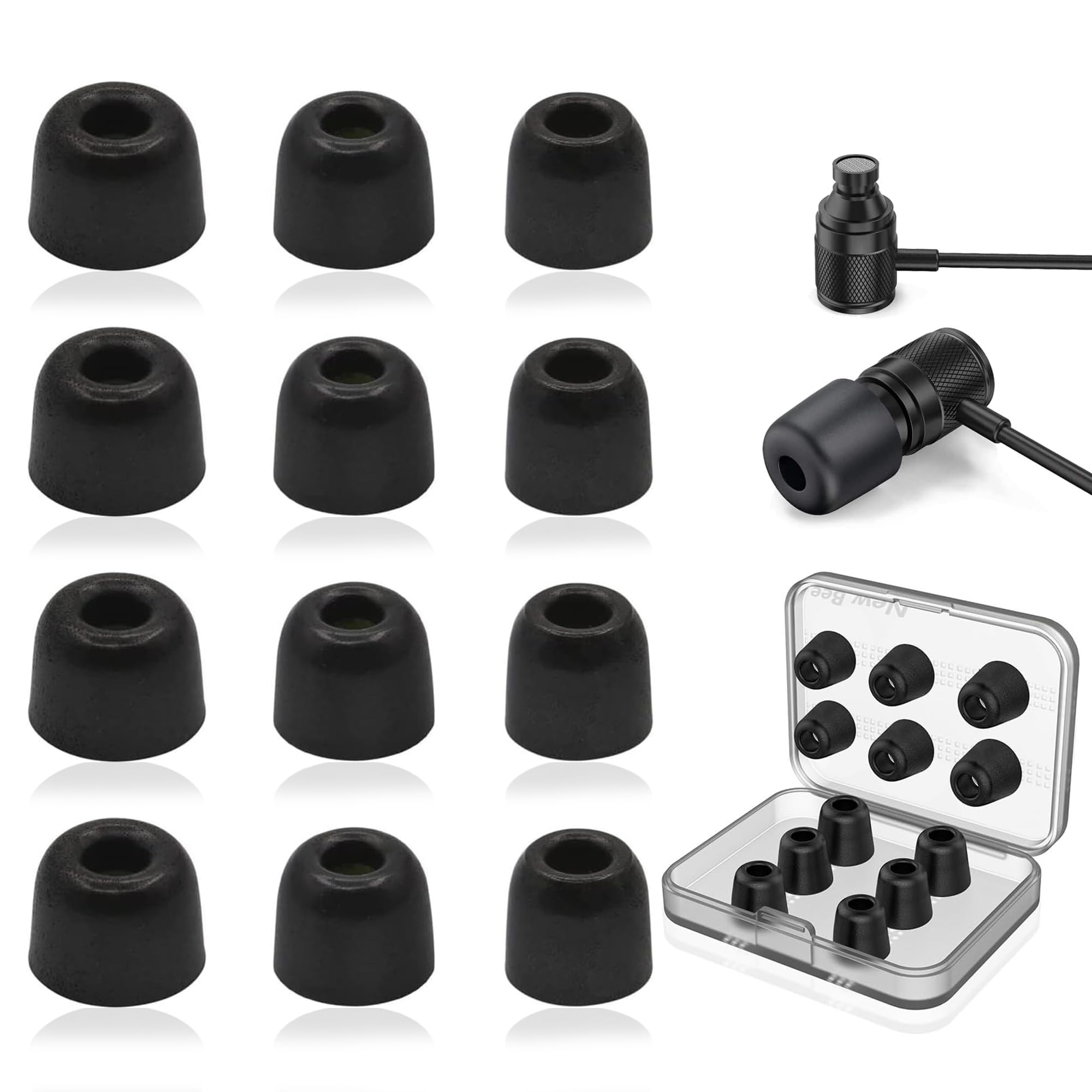 6 Pairs Memory Foam Earbud Tips Slow-Rebound Foam Earbud Tips Fits for 5mm-6mm in-Ear Earphones Blocking Noise Earbuds Tips with Storage Box S/M/L 3