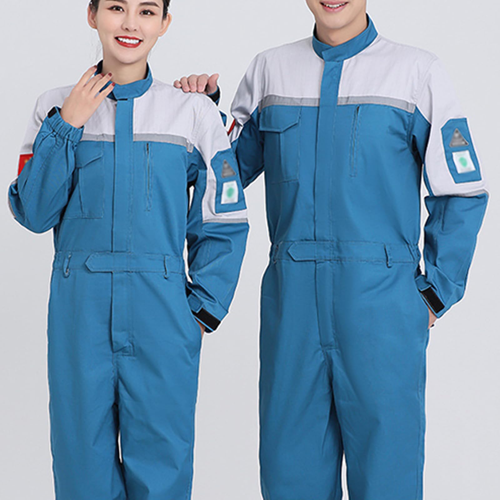 Combinaison À Manches Longues Auto Repair Work Uniforme Zip-Front Coverall Coton Salopette Vêtements De Travail Avec Bande Réfléchissante