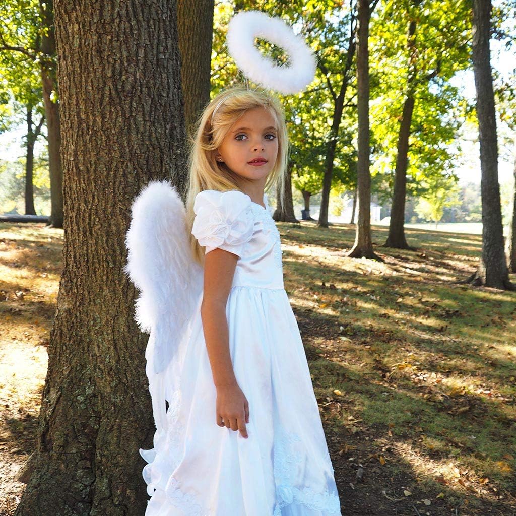 ZUCKER White Angel Fairy Costume Wings - Small Adult and Teens Halloween Costume & Cosplay Feather Wings