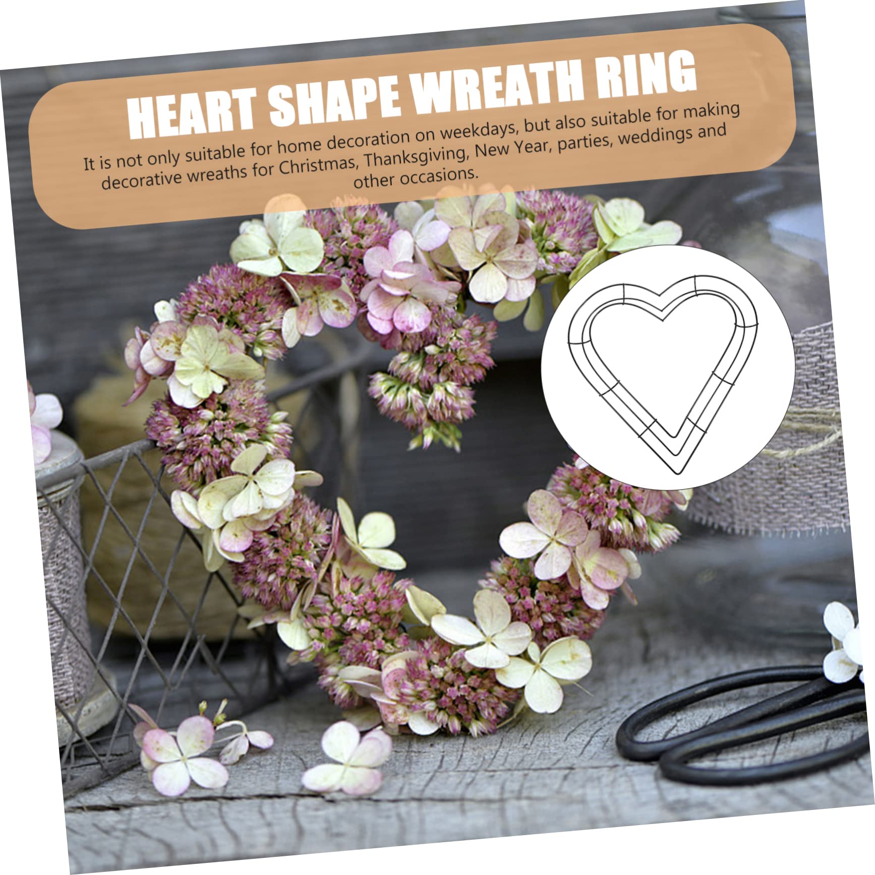 6stücke Herzförmige Drahtkranz-Ringe Für -blumenkränze Für Valentinstag Und Kreative Dekorationen Innen Und Außenbereichen
