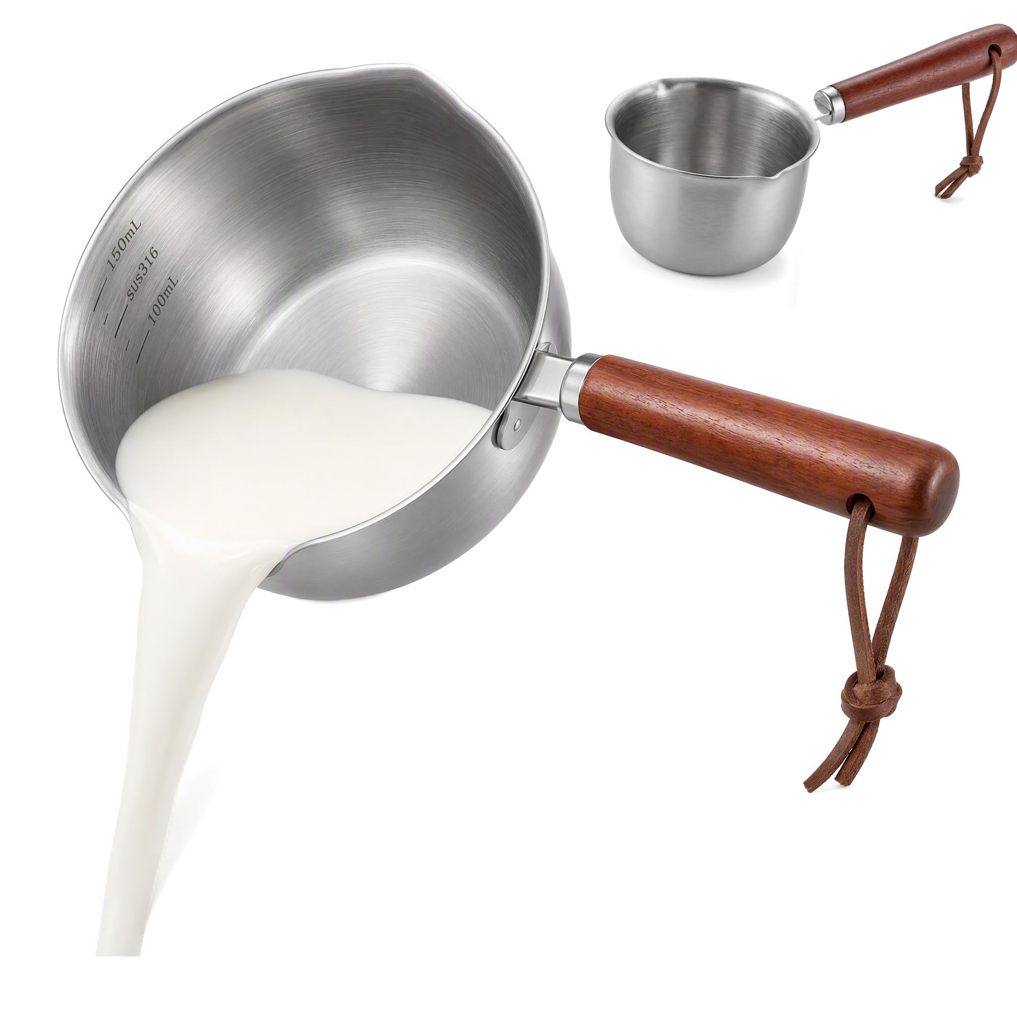 UICCVOKK 150ML Small Milk Pan with Pouring Lip – 304 Stainless Steel