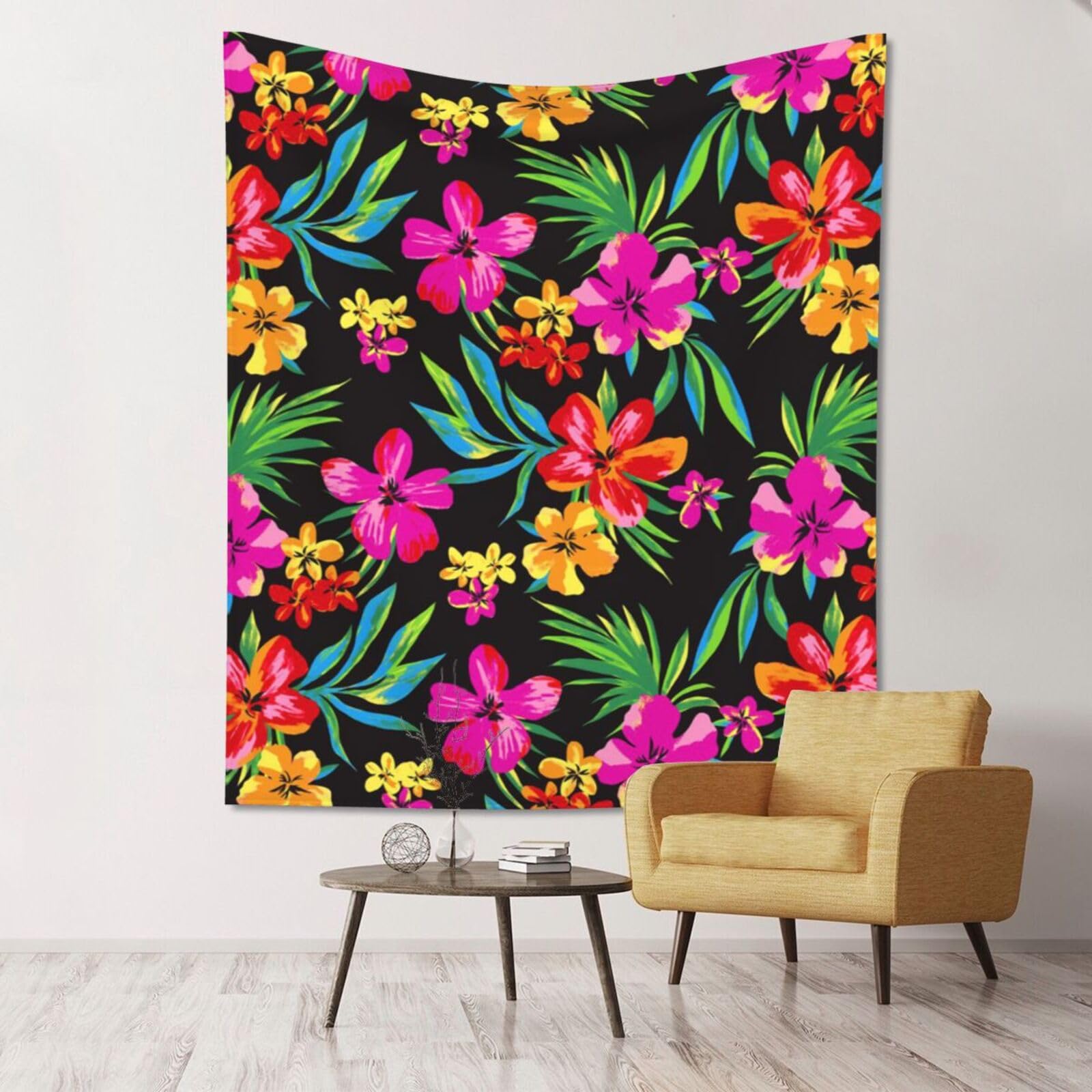 WKSGDSG Large Wall Hanging, Machine Washable Tapestry For Dorm Room, Hawaiian Flower, Lightweight Polyester Wall Art For Bedroom Living Room, 152x130cm