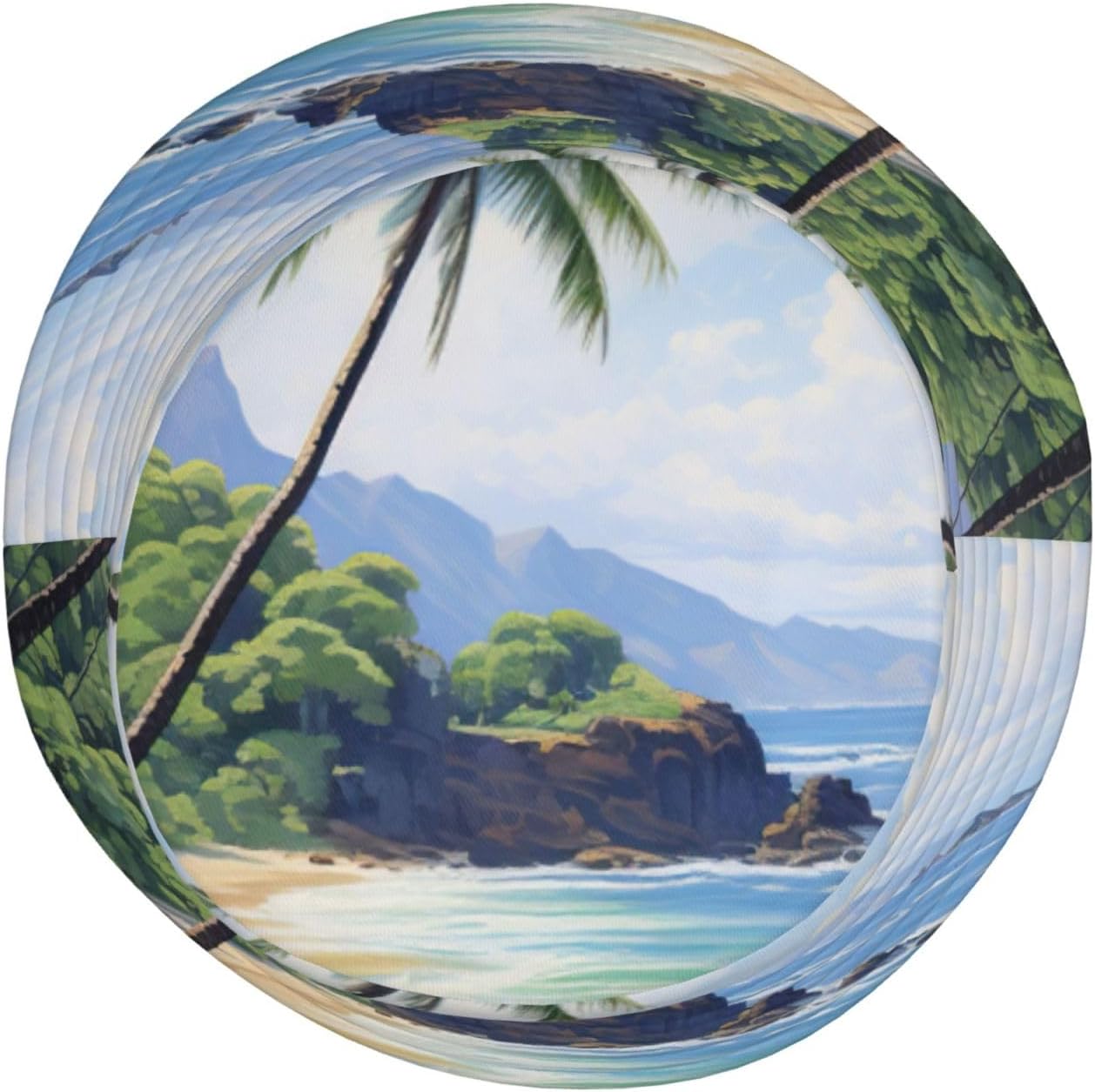 Hawaiian Beach with Palm Trees Print Sun Hat Outdoor Fisherman Cap Summer Bucket Hat Beach for Men Women Black