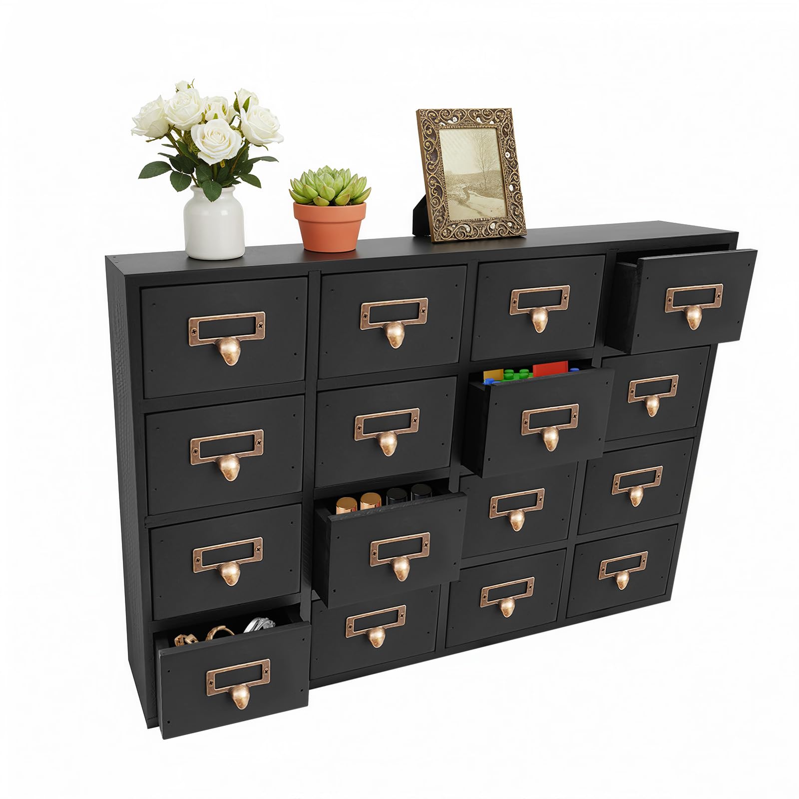 Armadietto da farmacista con 16 cassetti, in legno, per erbe, gioielli, forniture da ufficio, stile retrò, preassemblato, per casa, ufficio, cucina