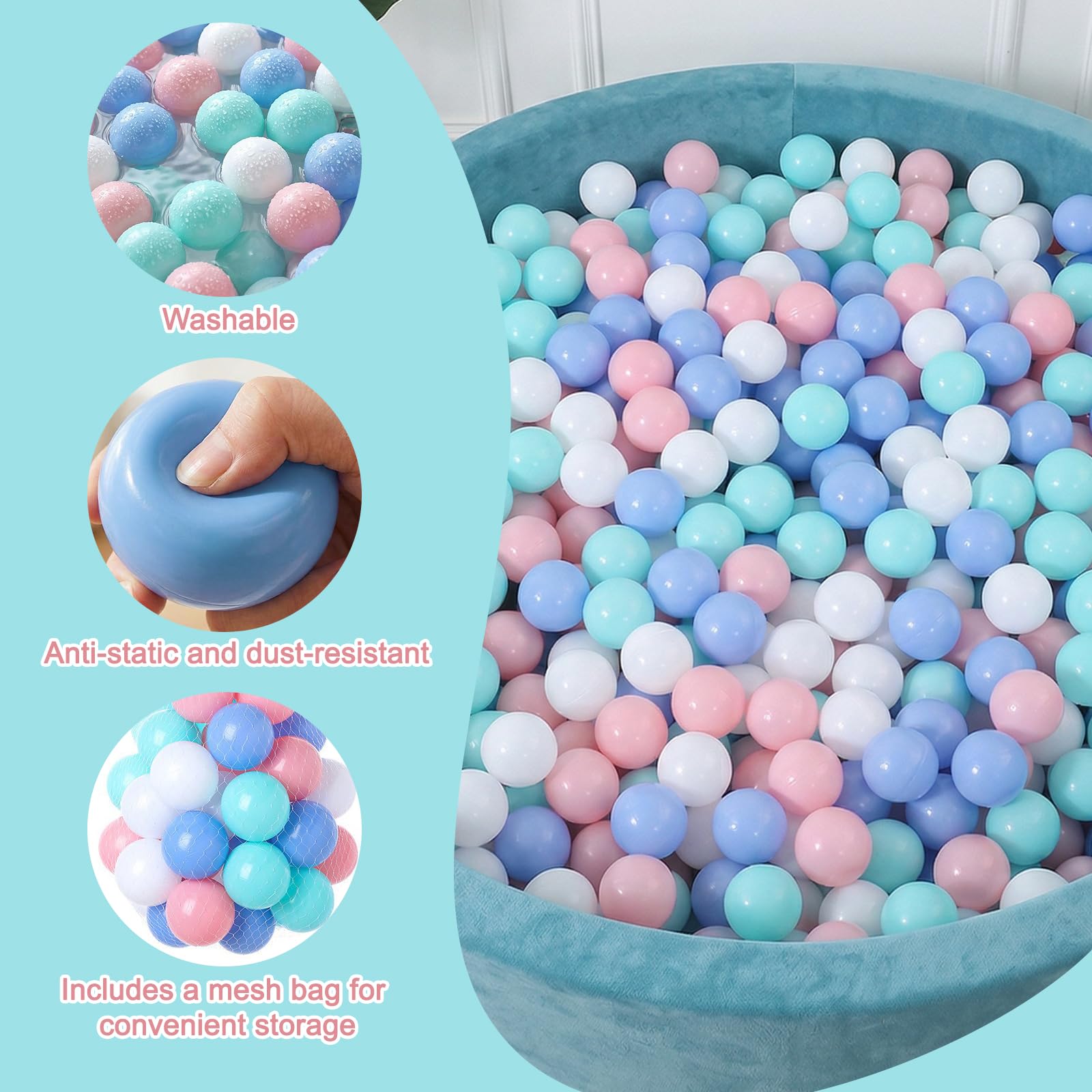 Palline Colorate Morbide per Piscina Bambini 50 Pezzi,5,5 cm,Senza BPA,7 Miscelazione dei Colori,Palline da Gioco da Lancio,Palline di Plastica per Piscine di Palline per Bambini