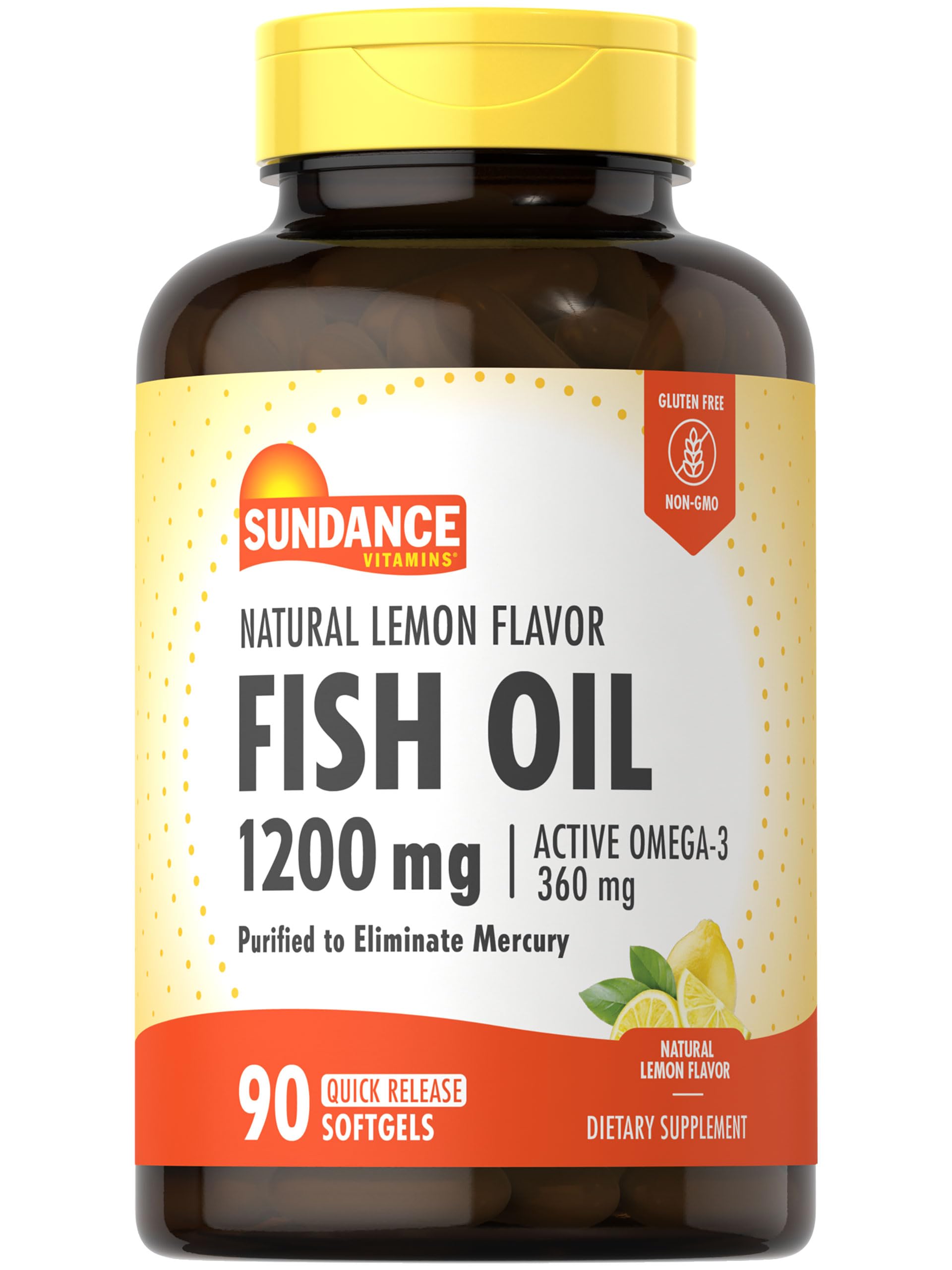 Sundance Fish Oil Softgels 1200mg | 90 Count | with Active Omega-3