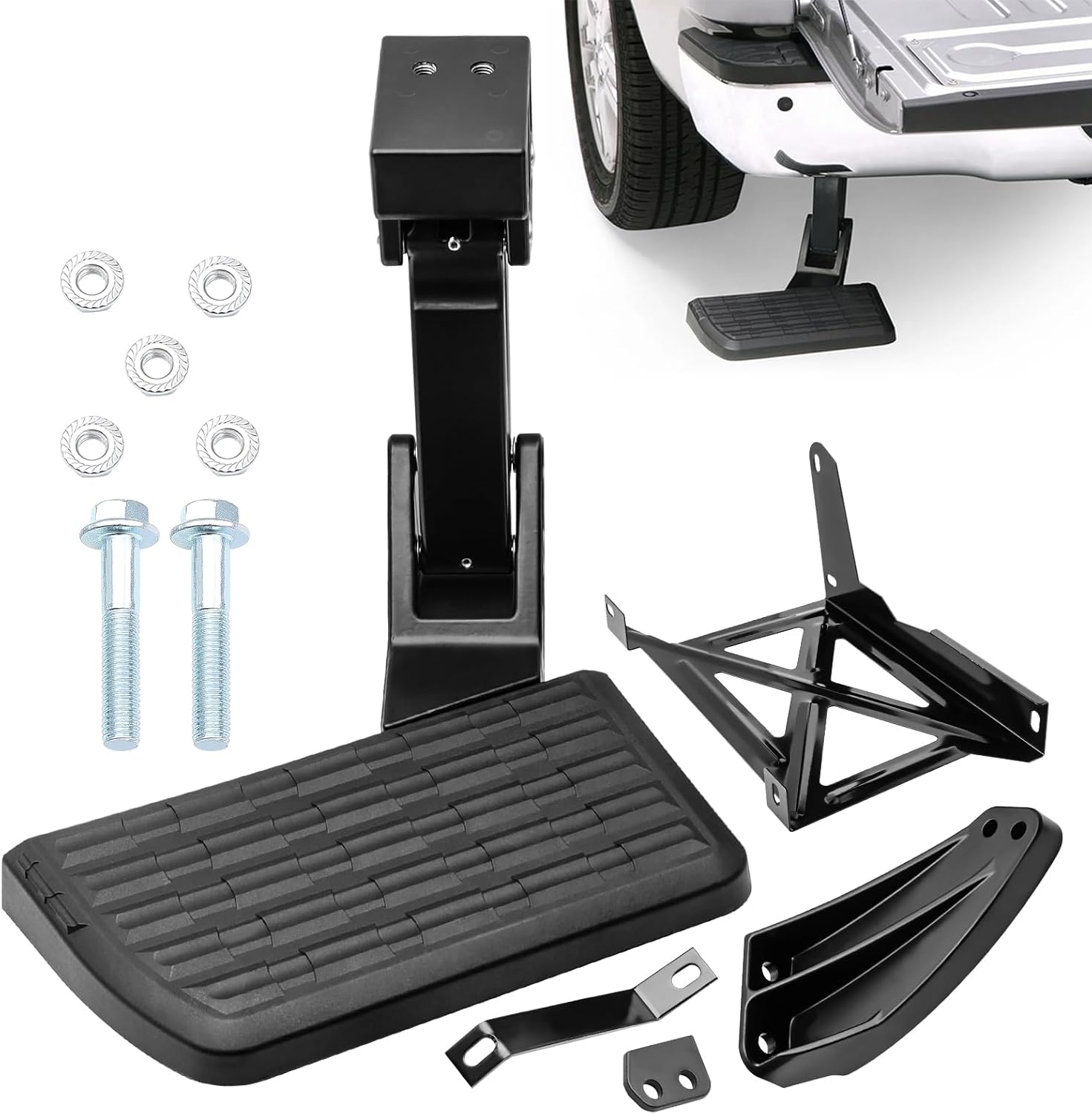 Rear Bed Step Retractable Bed Step Bumper Step for Toyota Tundra 2014 2015 2016 2017 2018 2019 2020 2021 Truck Bed Step,Folding Rear Bumper Tailgate Step Replace# PT392-34140,75316-01A