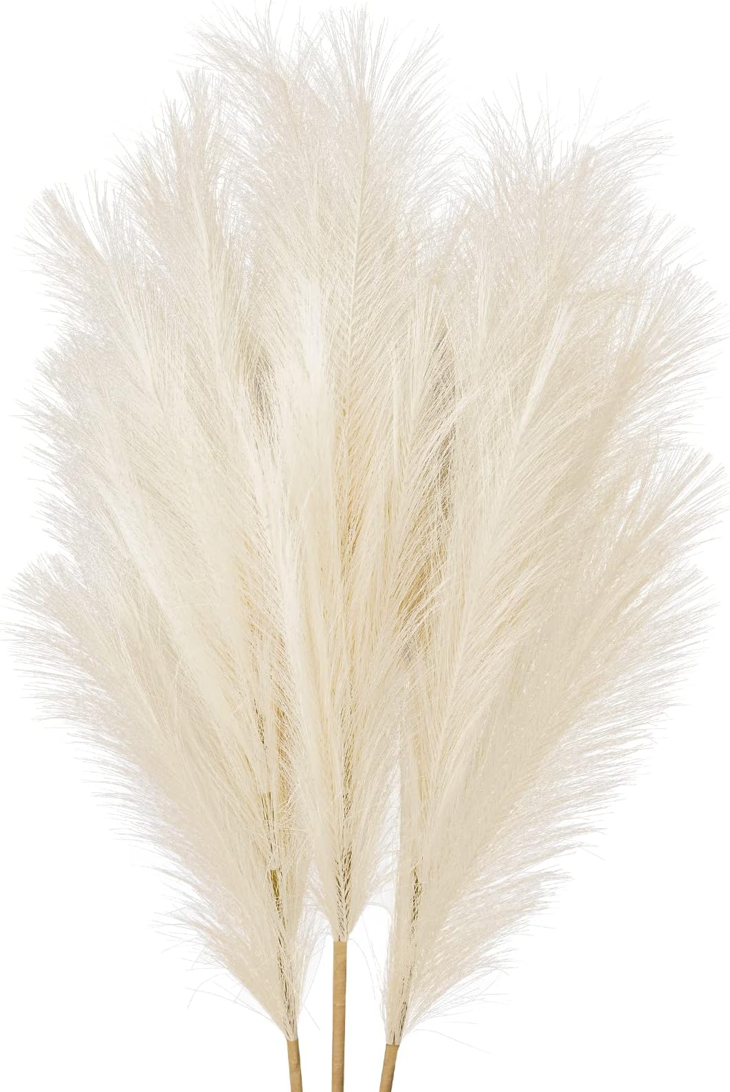 Sinor 3 Pcs Faux Pampas Grass, 42 Inches Tall Large Artificial Pompas Boho Decor Fluffy Fake Pampous Branches Floral Arrangements Gift for Floor Vase Filler Bedroom Living Room Wedding -Cream/Beige