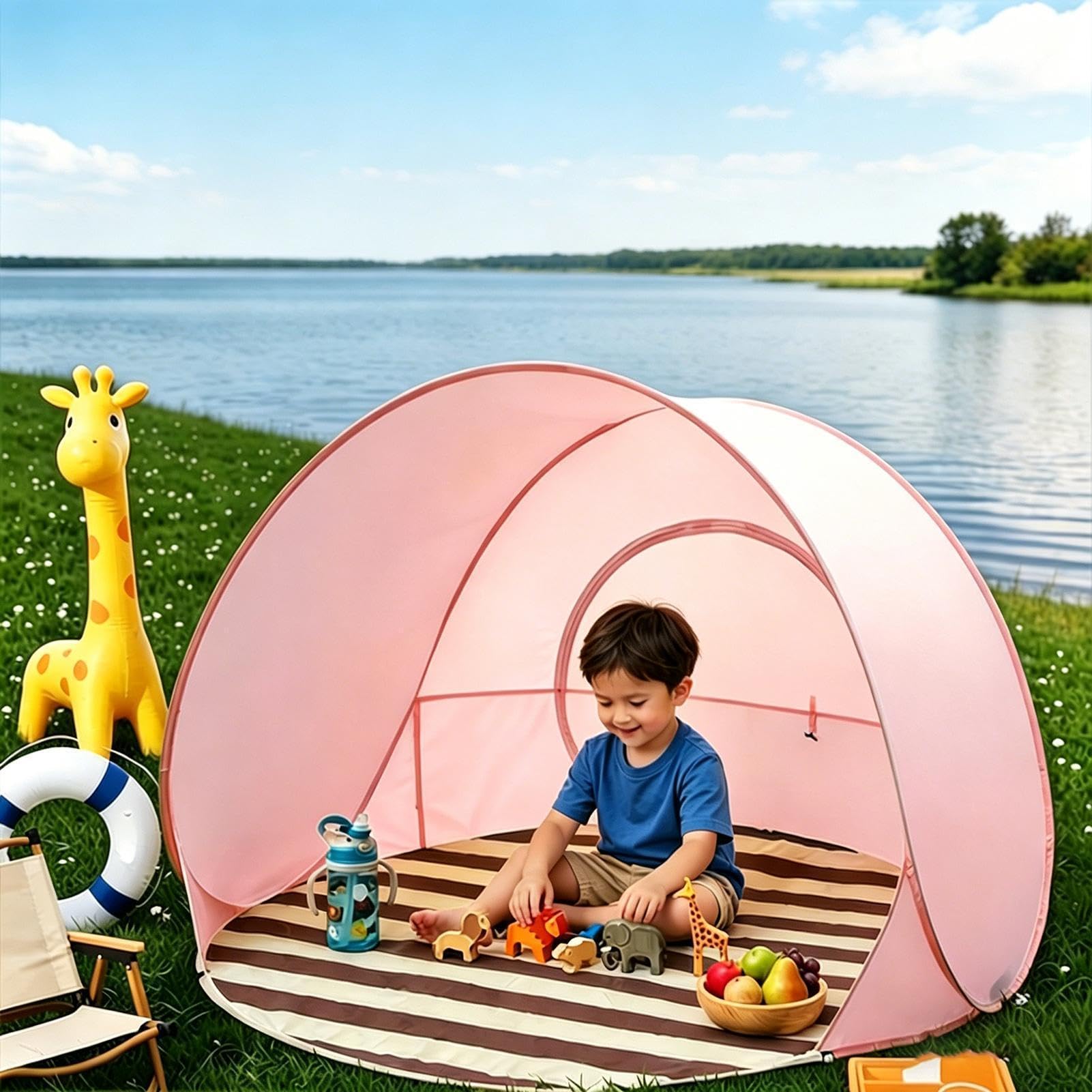 Namiot Plażowy Przenośny Namiot Łatwy W Rozłożeniu | Baldachim Plażowy Dziecięcy dla Całej Rodziny i Dorosłych na Kemping na Świeżym Powietrzu Piknik Basen Ogród Podróż Lato