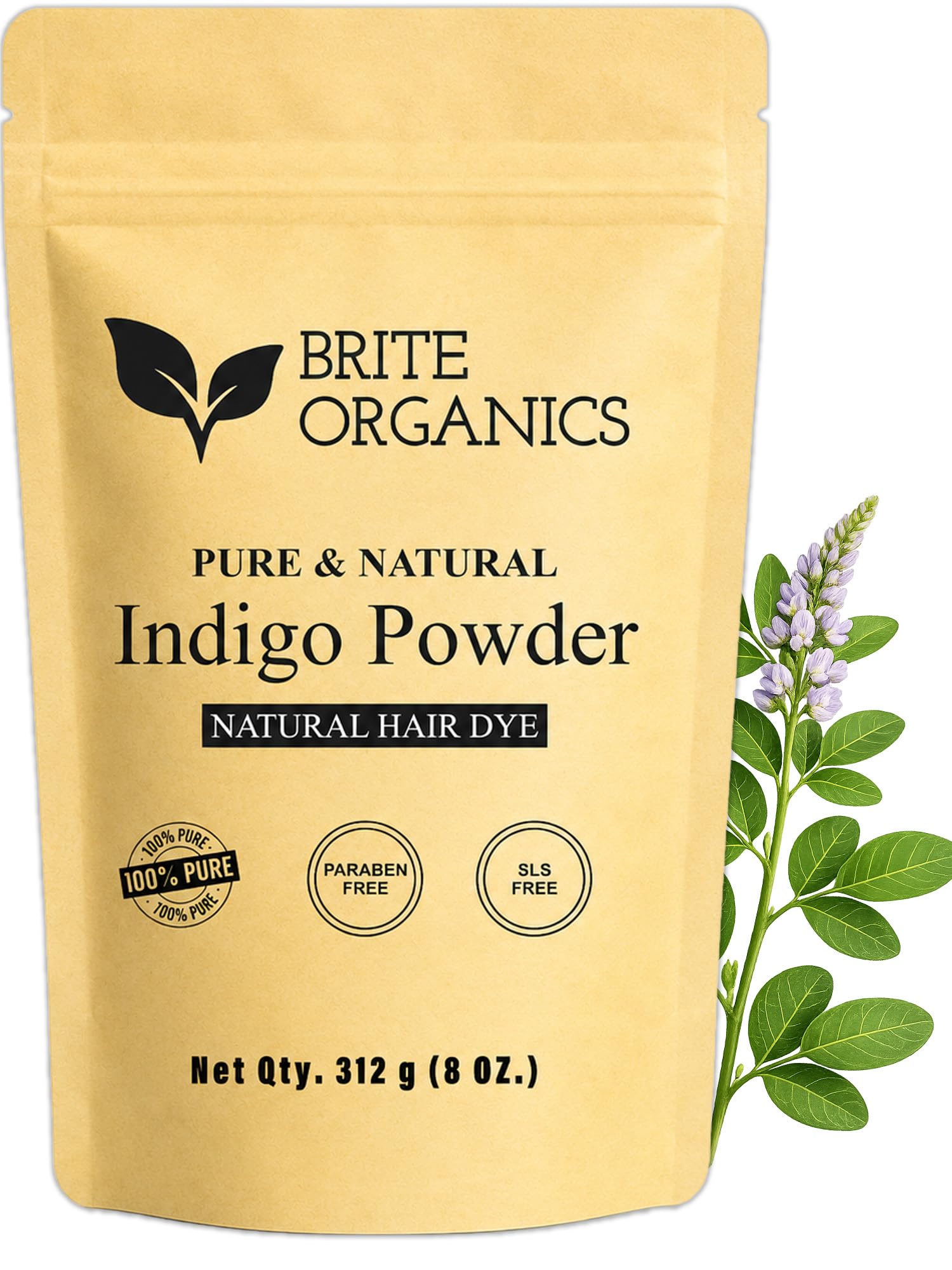 Natural & Pure Indigo Powder for Grey hair (ZERO CHEMICAL), 312 gm Large Pack, Organic Indigo Powder for hair Black. NO PPD, NO AMMONIA. Microfine & Triple Filtered, with Gloves & Cap, Avuri Akulu, Indigofera Tinctoria