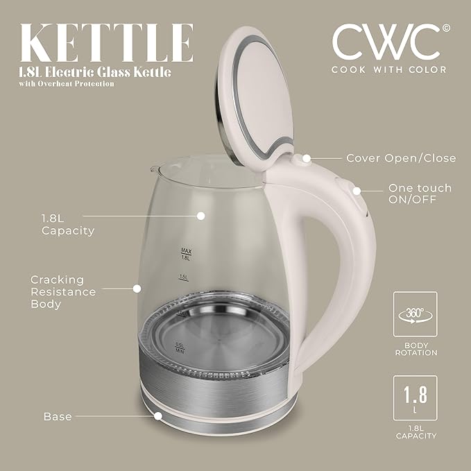 Tetera Eléctrica COOK WITH COLOR 1.8L 1200W Crem miniatura 3