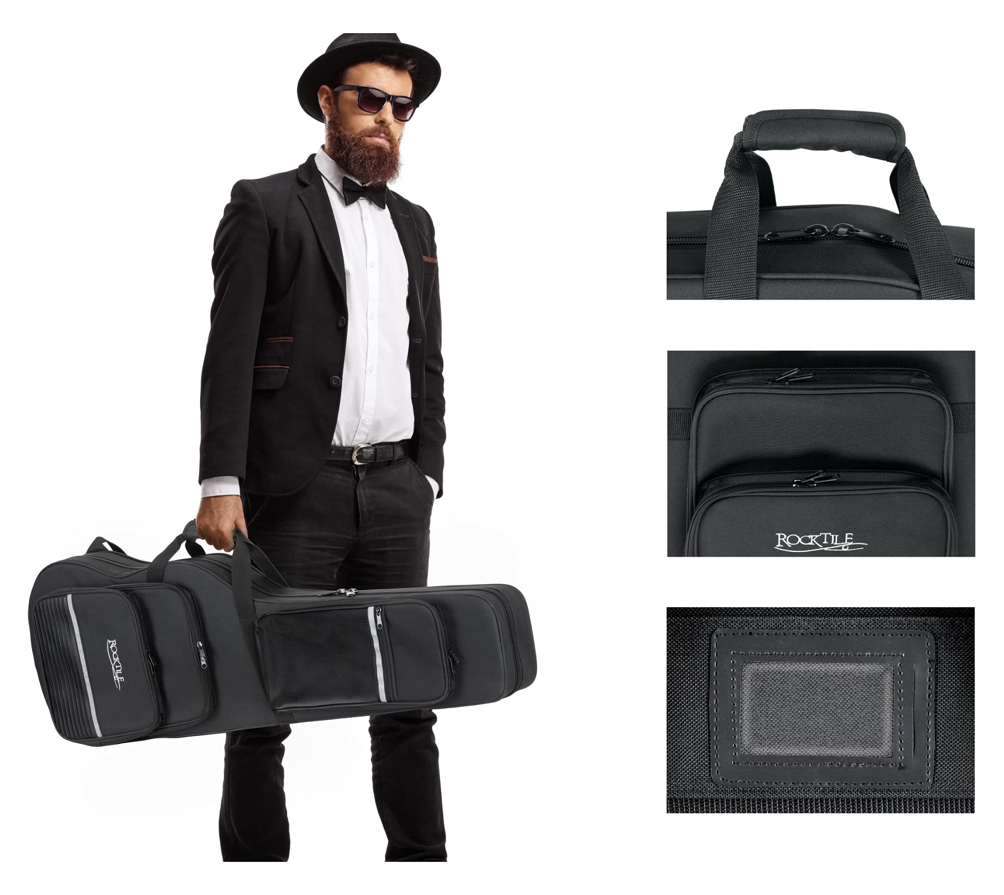 ROCKTILE Premium Softcase für E-Gitarre - Gigbag mit extra Dicker Thermo-Polsterung - E-Gitarrenkoffer mit 3 großen Außentaschen für Noten und Zubehör