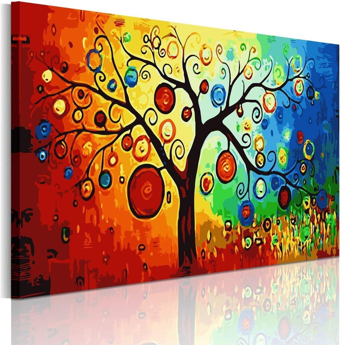 RAIN QUEEN HD Colourful Fruits Tree Oil Painting Prints on Canvas(50x75cm/20 x30), Stretched&Framed, Ready to Hang Abstract Modern Art Wall Décor