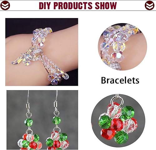 Miniatura 4 de 300 cuentas de cristal Rondelle de 0.236 pulgadas para la fabricación de joyas, cuentas redondas facetadas de color rojo rosa y verde para hacer