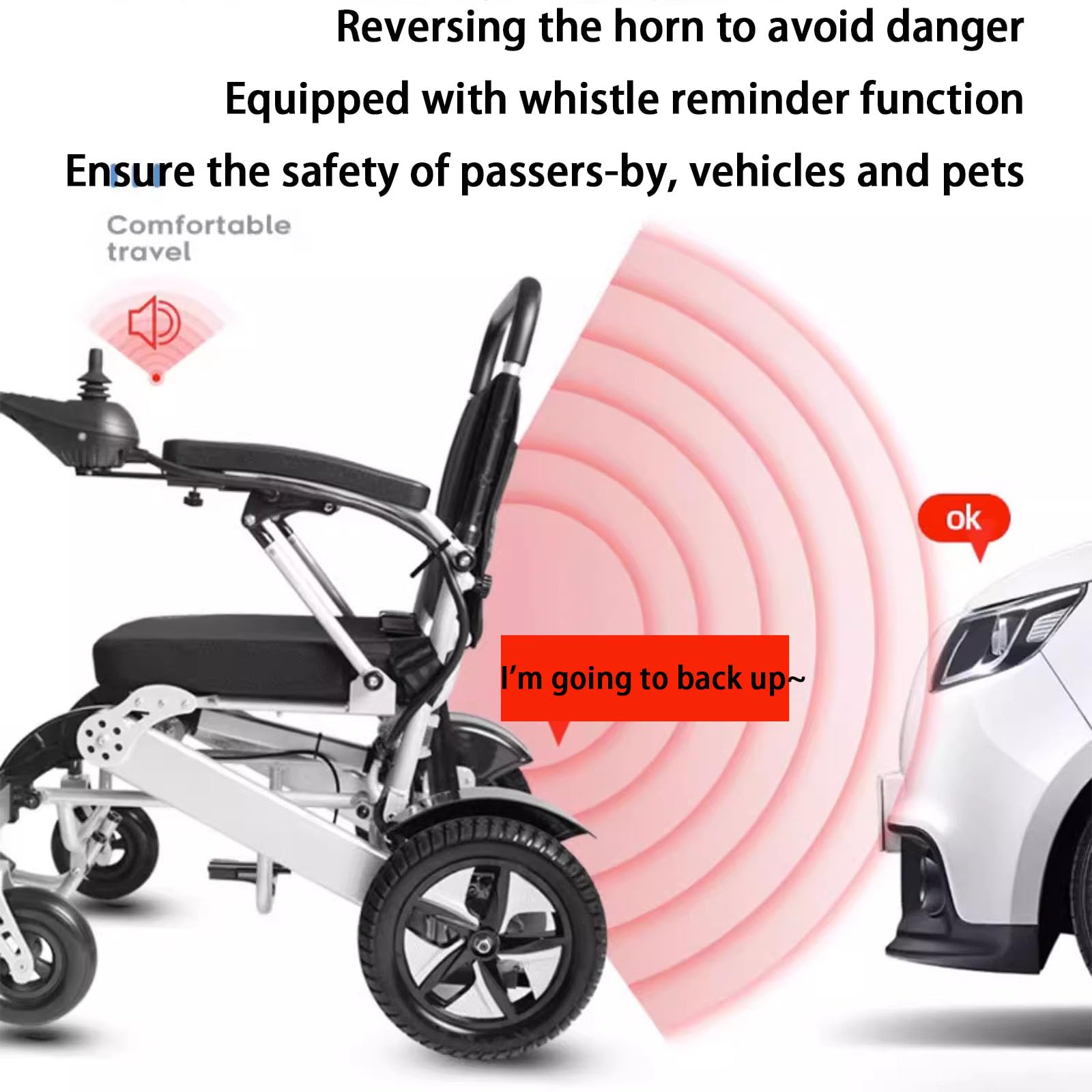 Carrozzina elettrica per Anziani, Carrozzina elettrica Pieghevole Intelligente, Carrozzina compatta e Leggera, Controller Intelligente, Load-B