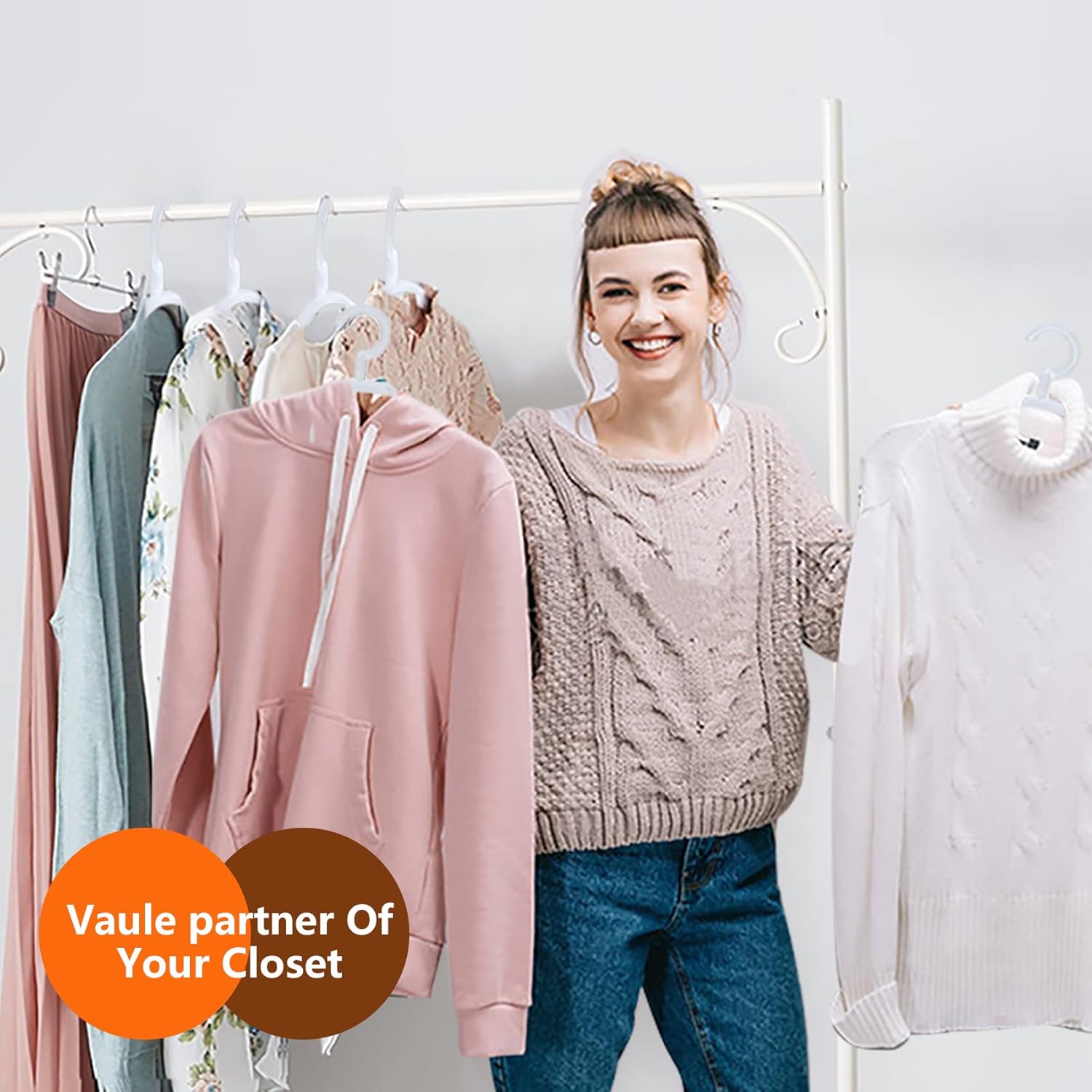DEDU Plastic Clothes Hangers 36 Pack, Extra Thick Wide Shoulder Coat Hangers with 360° Swivel Hook Non Slip, Sweater Hangers Suit Hanger for Suits, Sweater, Dresses, Pants (Beige)