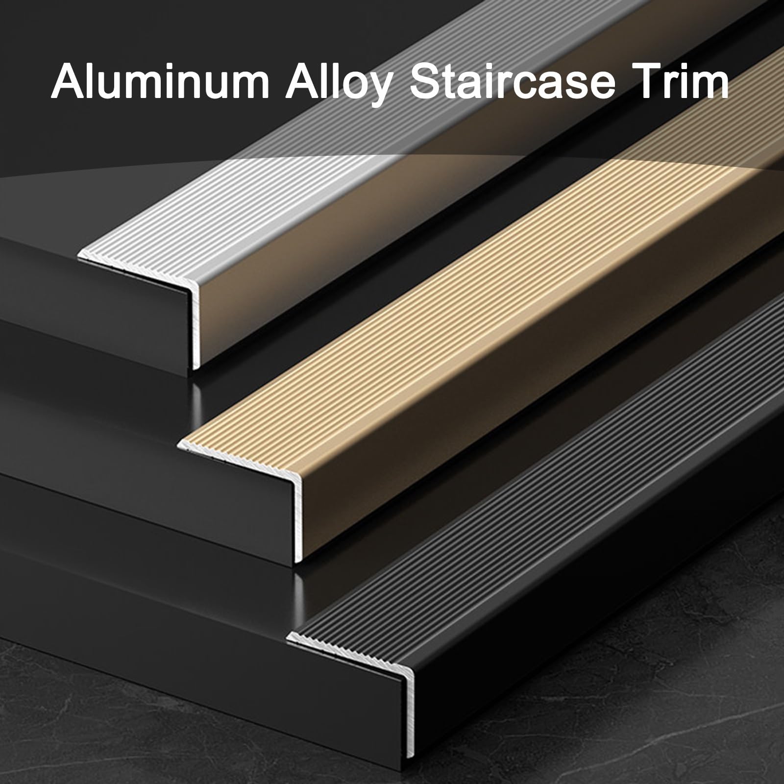 Profilo Per Gradini In Alluminio A Forma L | Antiscivolo & Protezione Angoli Per Interni(Gold,3 * 10cm)