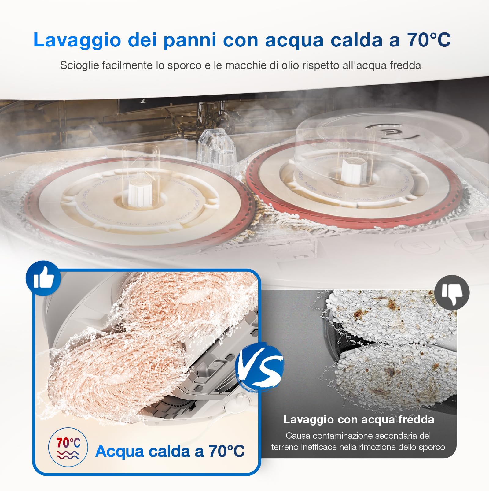 ECOVACS DEEBOT T30 PRO OMNI Robot Aspirapolvere con Mini Station, con TruEdge™ Mopping Technolgie, ZeroTangle™ Design, aspirazione 11.000 PA, pulizia mop con acqua calda e Smart Rewash, colore rosa