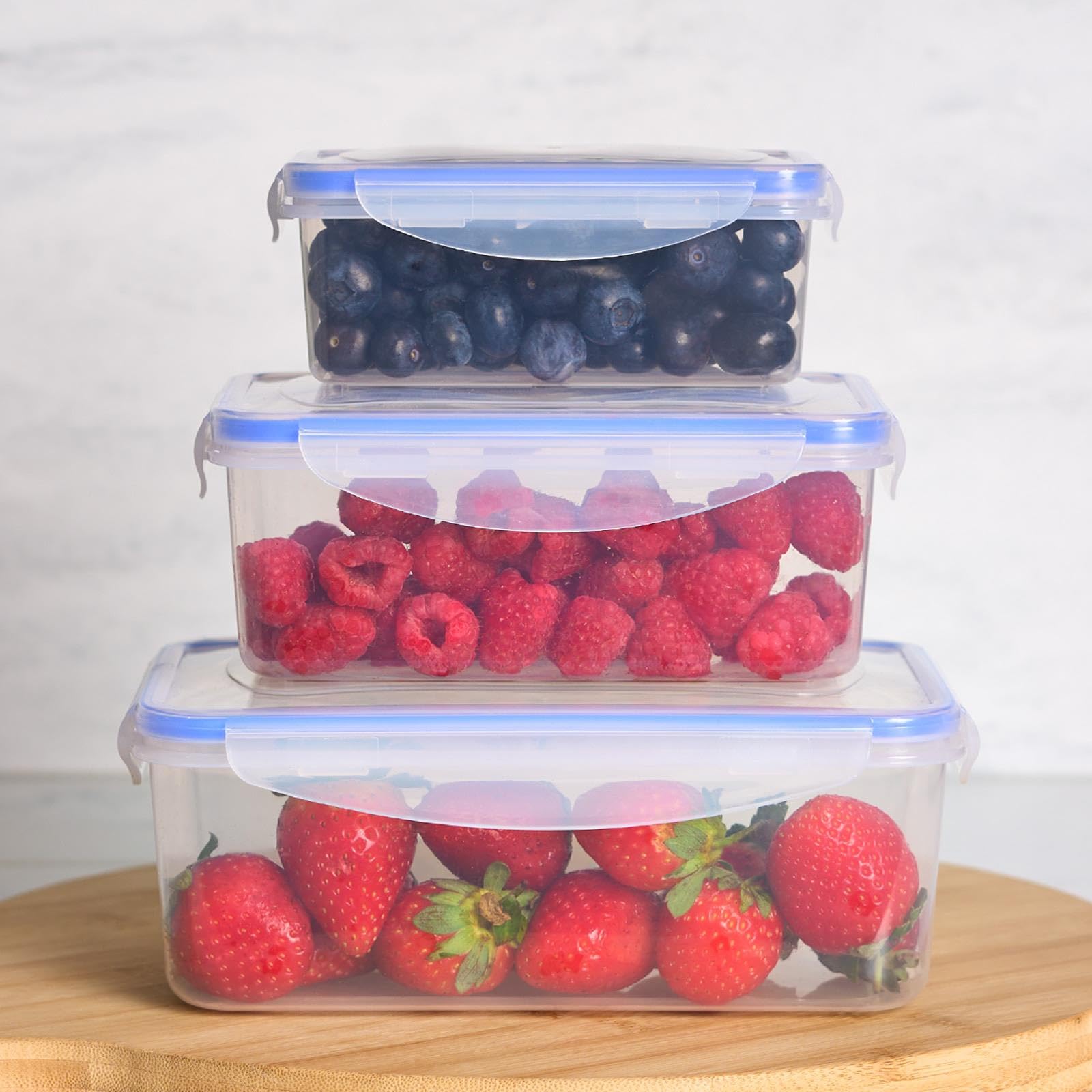 OHS Food Storage Containers - Square Plastic Airtight Tuppeware with Lid - 3 Pack - White