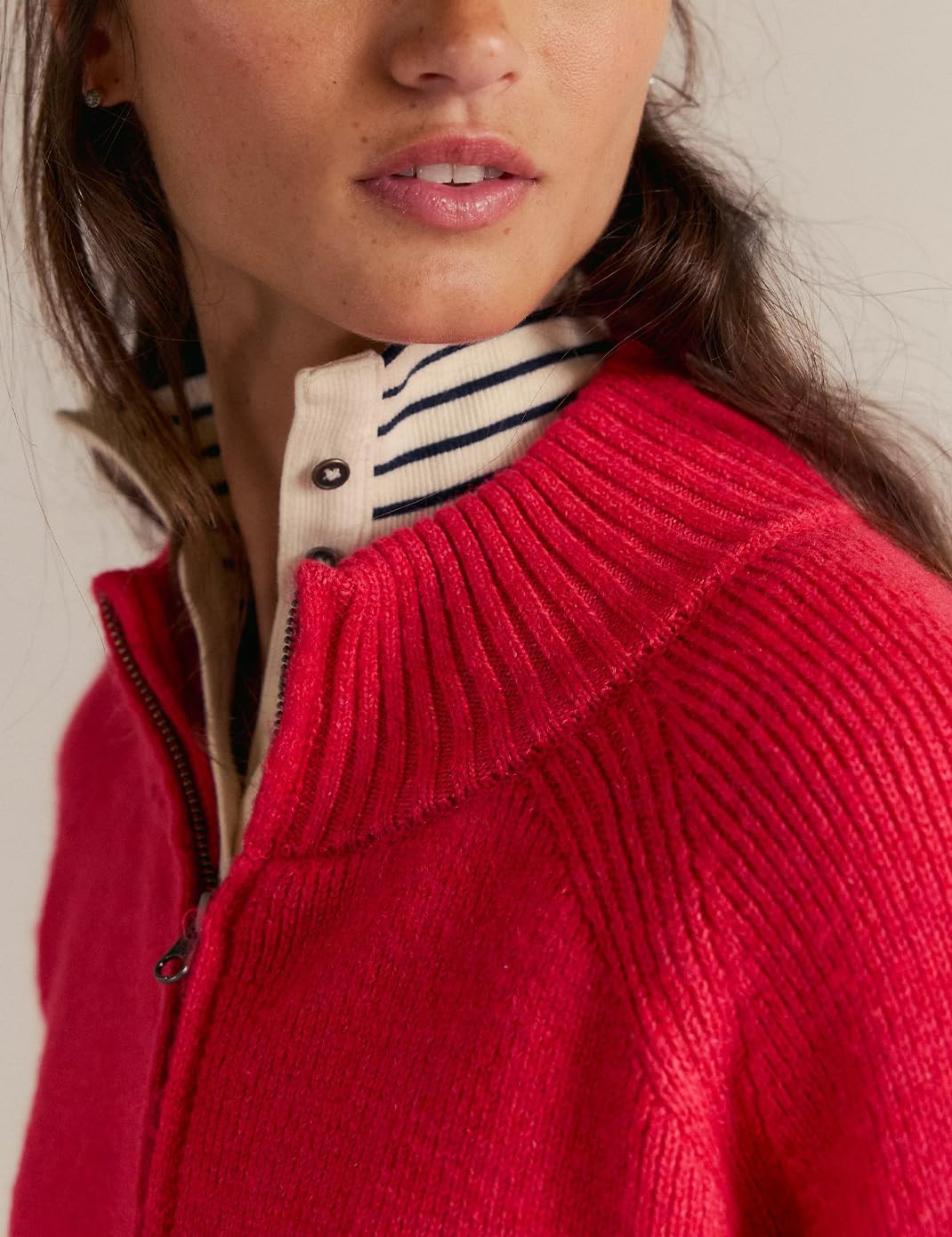 Haellun Zip Up Sweaters for Women Double Zipper Open Front Cardigan Sweater Ribbed Knit Coats with Pockets - Image 4