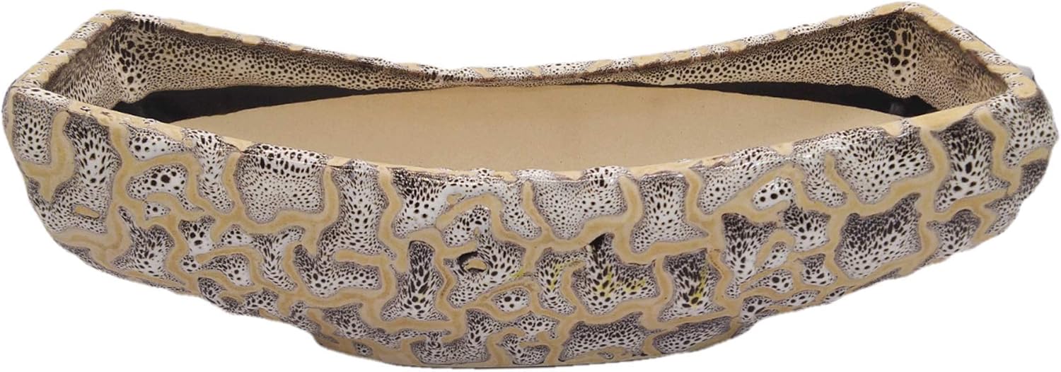 India Meets India Ceramic Boat Shaped Planter Flower Pots Indoor Outdoor Planter, Handicraft by Awarded Indian Artisan (10" Inch, Cream)