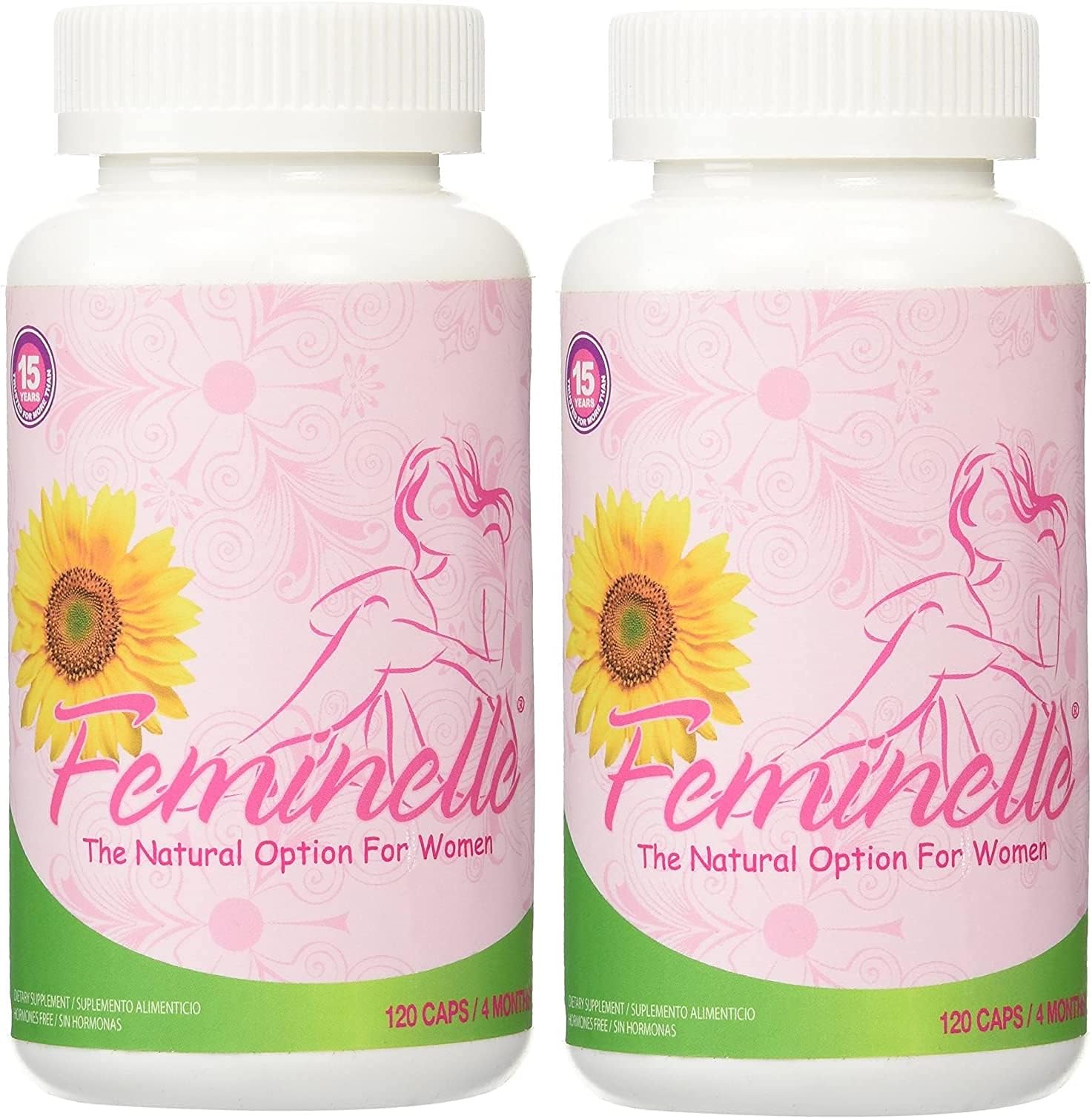 2 BOTTLES 240 CAPSULES FEMINELLE LAURA FLORES MENOPAUSIA