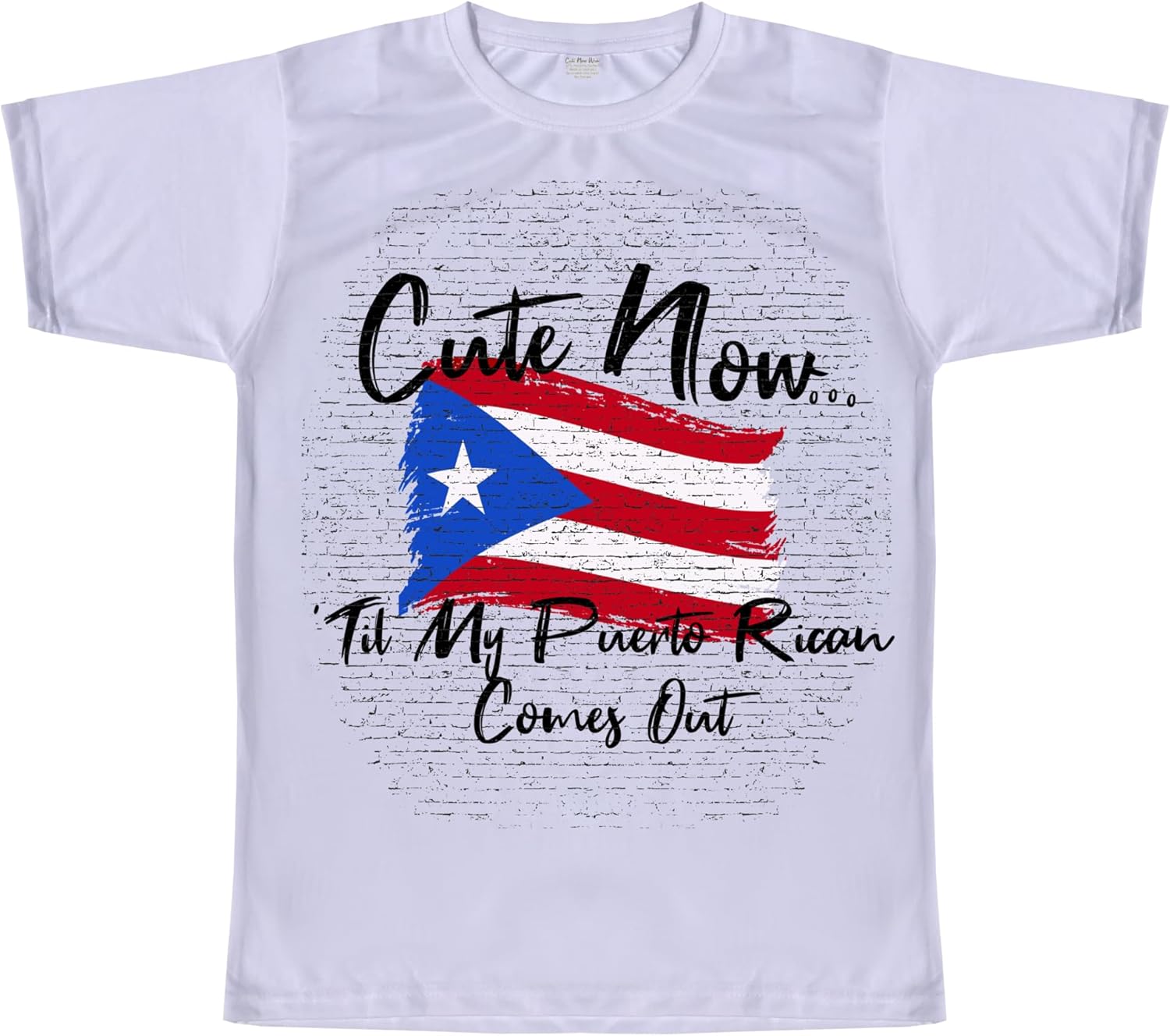 Cute Now... 'Til My Puerto Rican Comes Out Mens Crew Neck Short Sleeve Rico Flag T-Shirt S-3XL