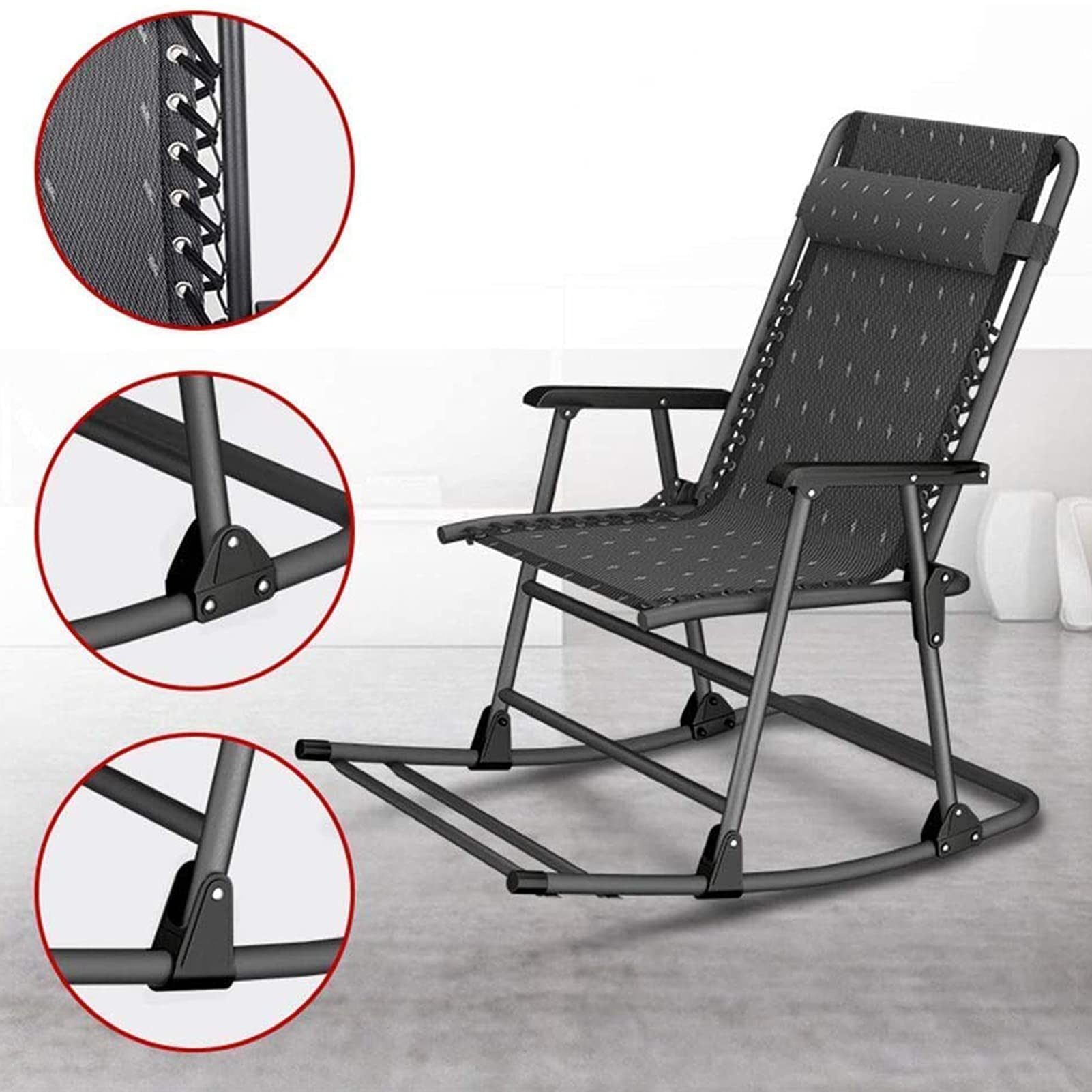 Tumbona Reclinables Plegables, Sillas Plegable Hamaca Gravedad Cero, Silla Tumbona con Almohada, Armazón Resistente, para Balcón O Terraza