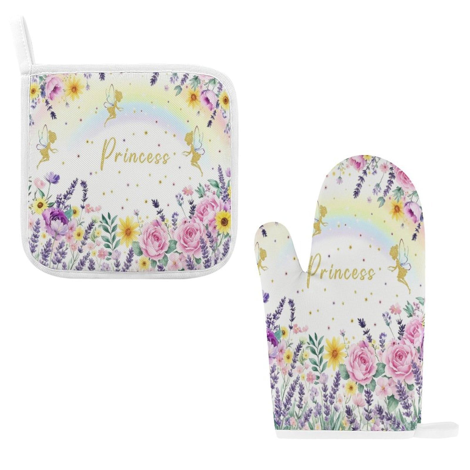 Fodpand Style Floral Rainbow Oven Mitts And Pot Holders Sets