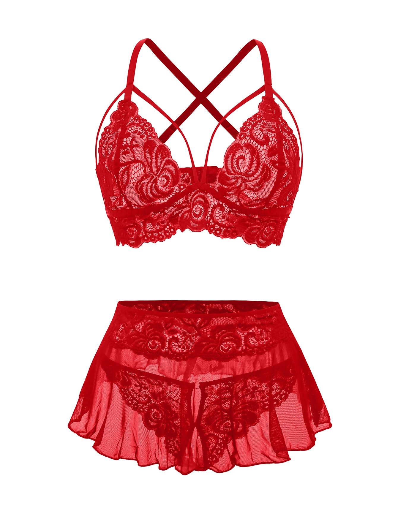 Foxiny Sexy Lingerie Set 3 Piece Women Outfit Bra with Thong 3XS-6XL