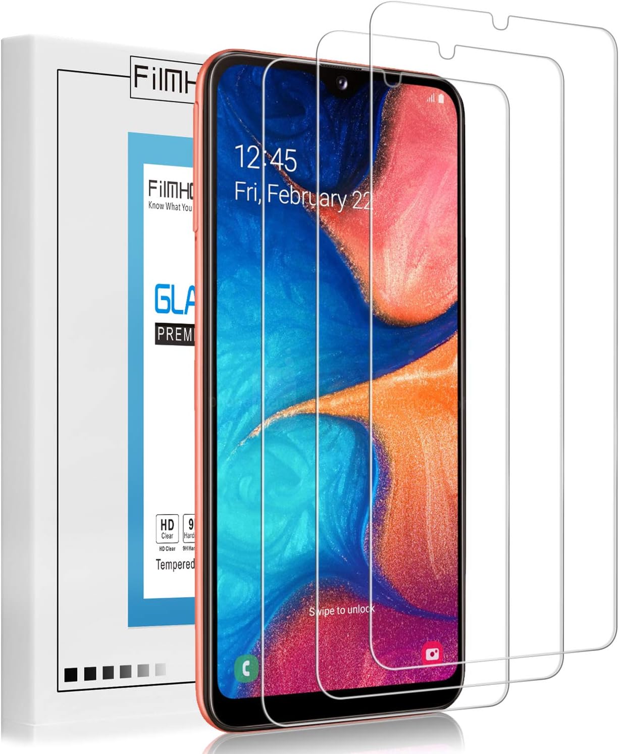 FilmHoo[3 Pack] Samsung Galaxy A10E/A20E Tempered Glass Screen Protector,Anti-Scratch,Bubble Free