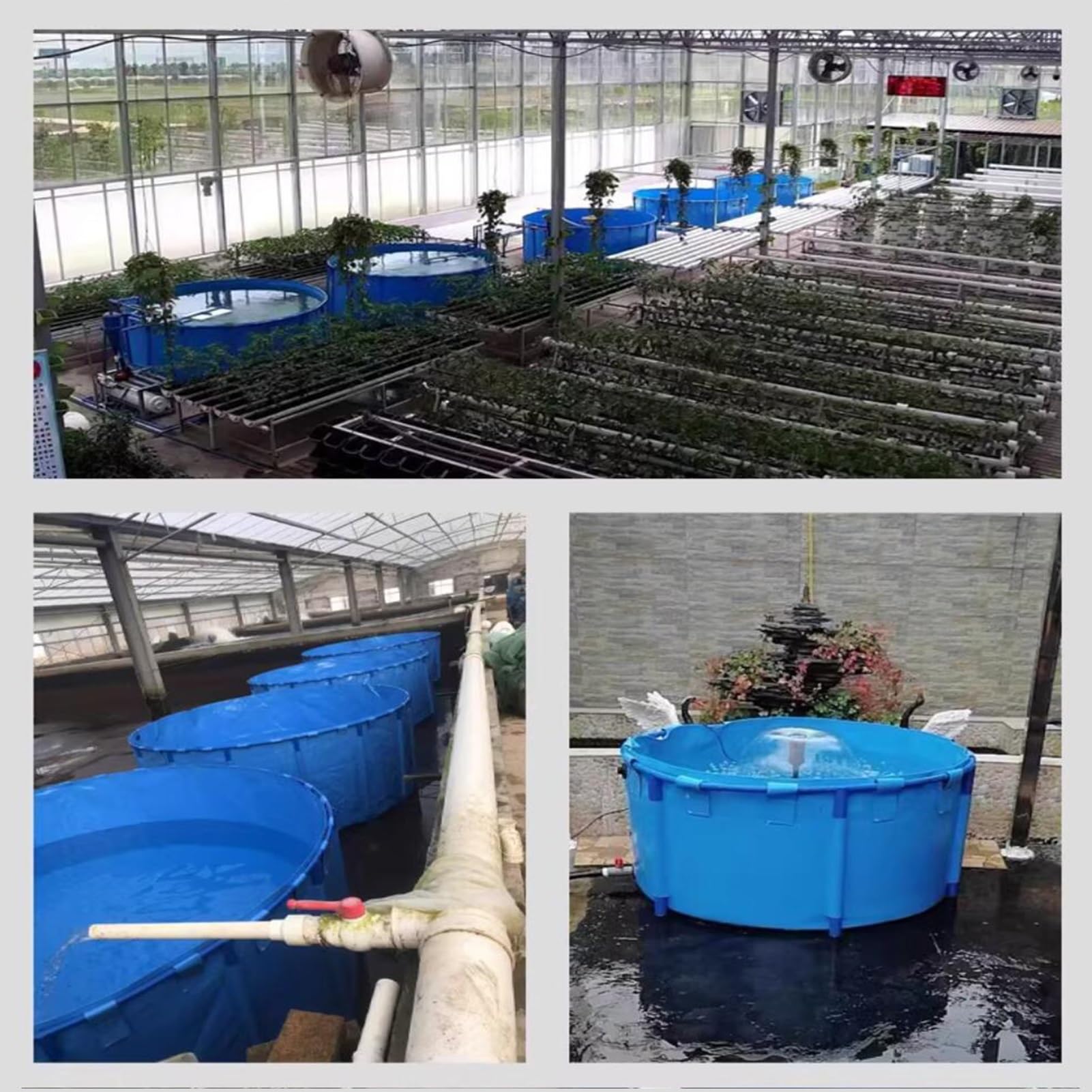 Piscina per pesci in tela fuori terra, vasca rotonda in PVC ispessimento con telaio resistente, grande stagno pieghevole in plastica resistente stagno per la coltura dell'acqua (1,8 x 0,6 m)
