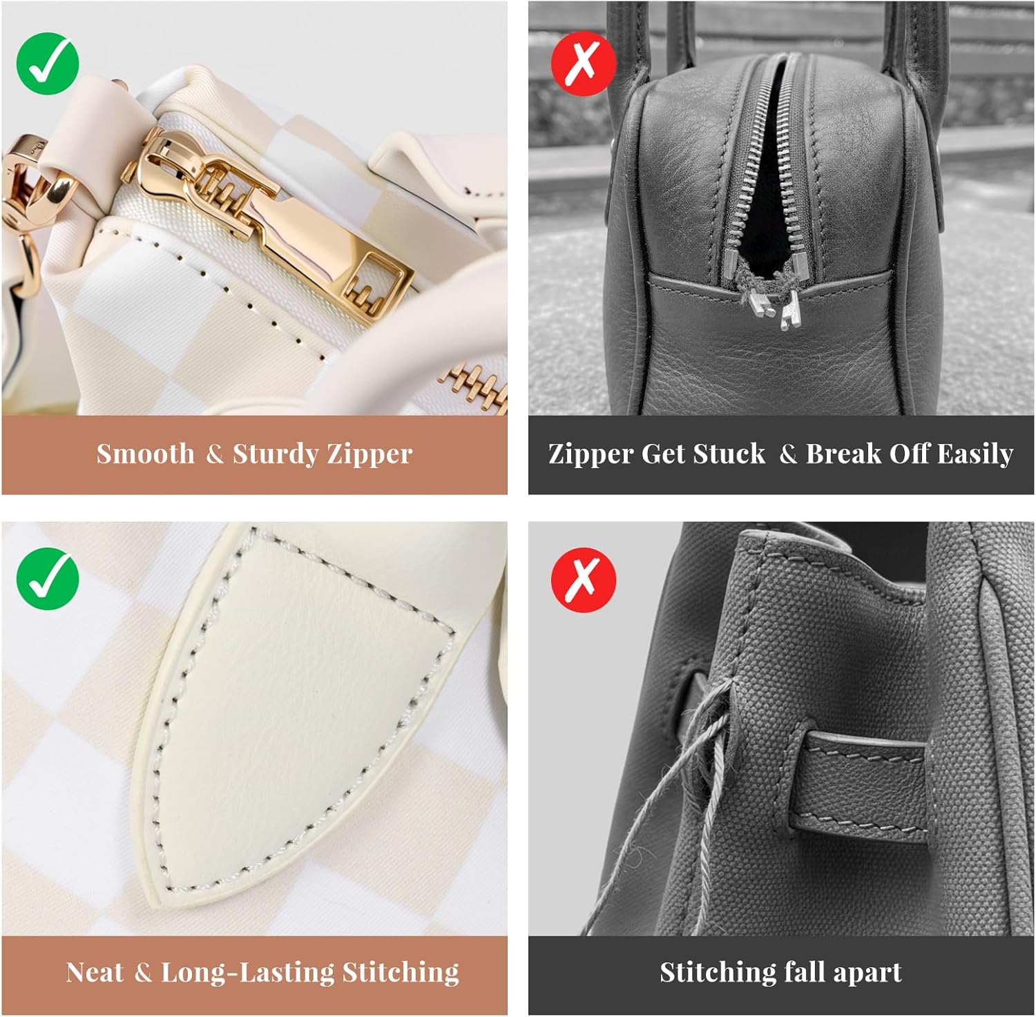 Hand Bags for Women Small Crossbody Purse Mini Tote Bag Checkered Nylon Crossbody Bags for Women Cute Ladies Bag (Beige & White) | Color-blocking, Sturdy hardware, Adjustable straps, Compact - Image 6