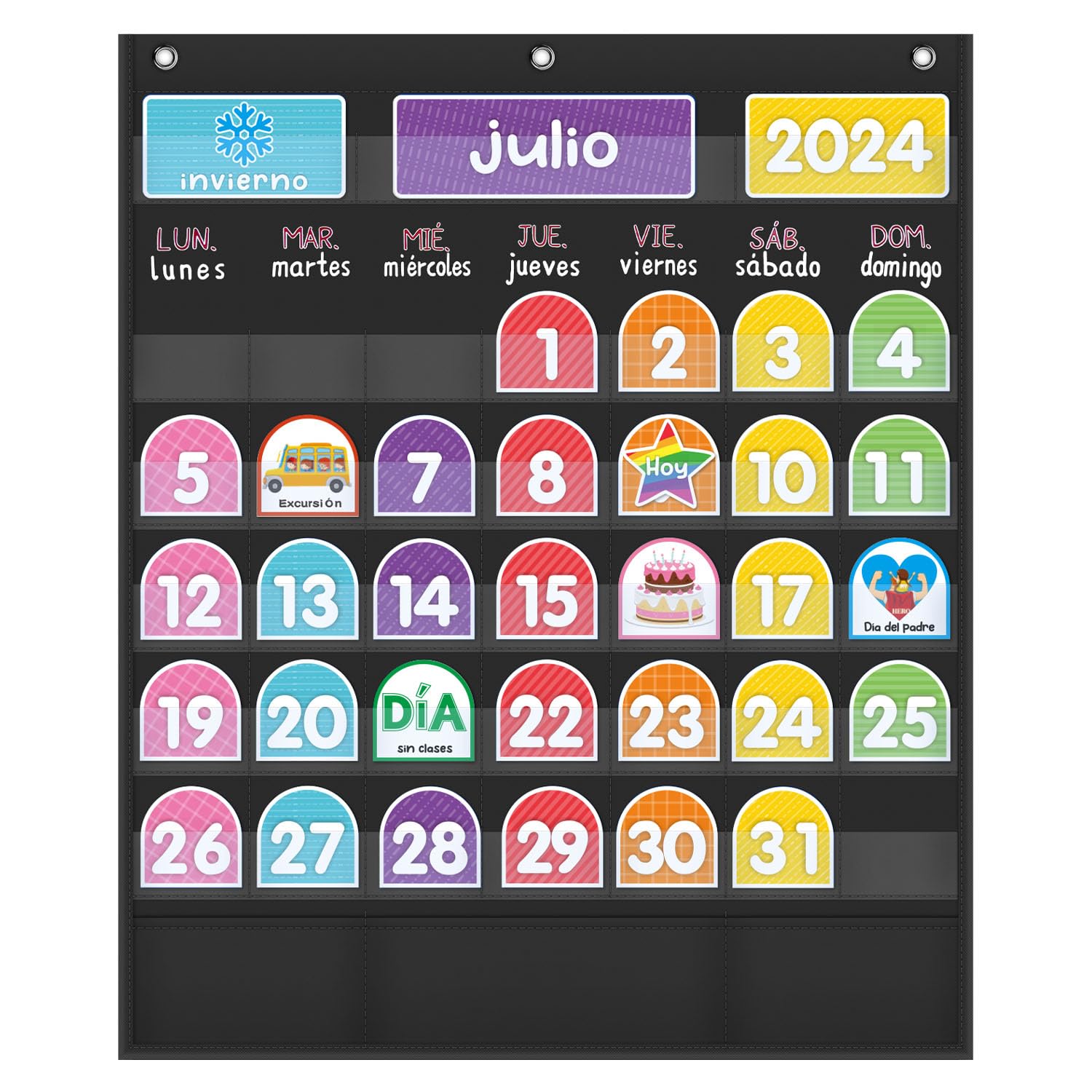 amazon-com-mewise-20-x-24-monthly-calendar-pocket-chart-classroom-monthly-calendar-pocket-chart-with-cards-for-classroom-teacher-must-haves-supplies-classroom-decor-spanish-black-office-products