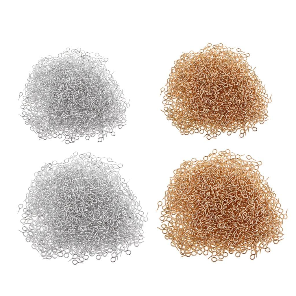 Fancyes Small Screw Eye Pins Bail Hook Jewelry Making, 4x8mm Golden