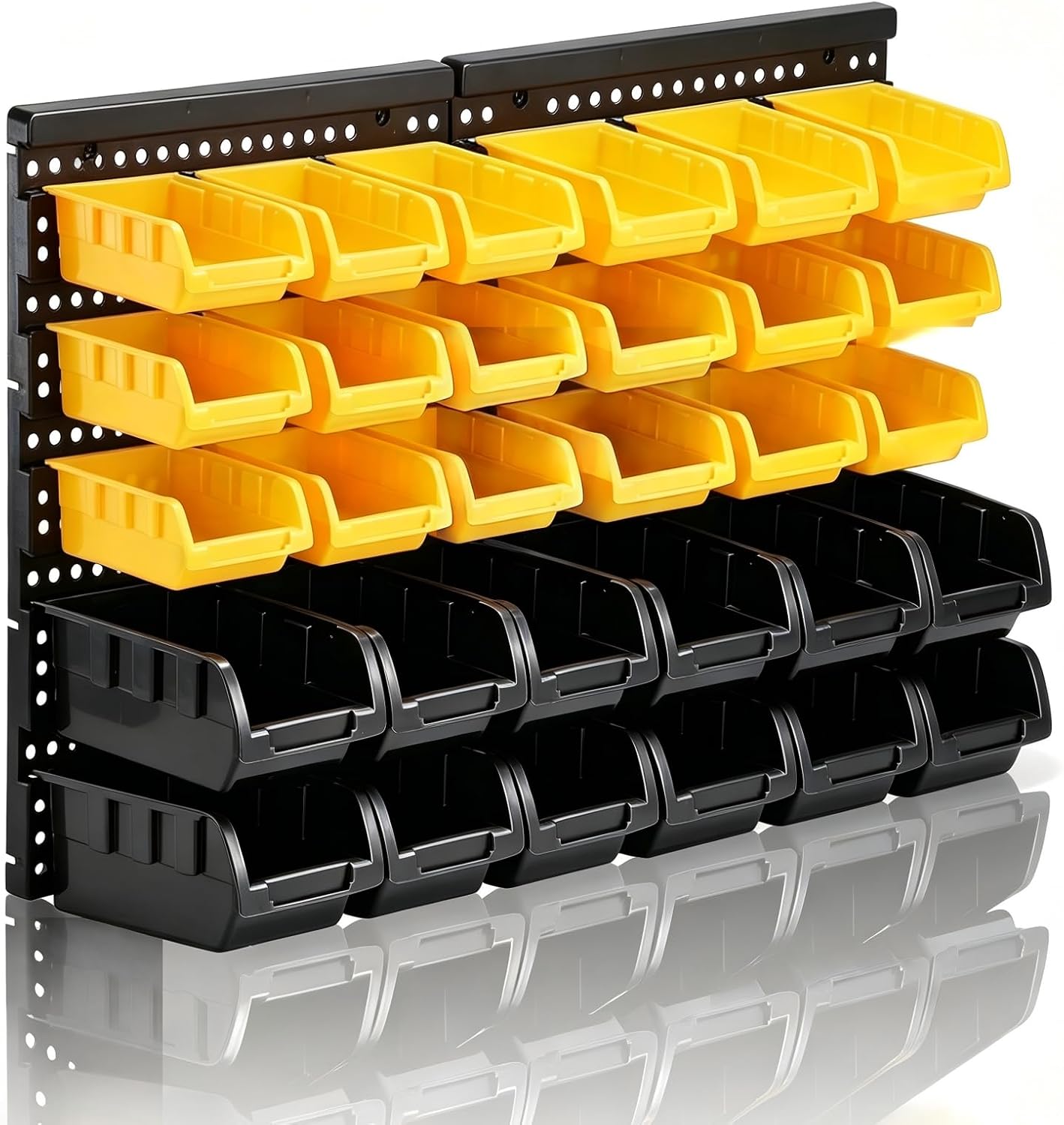 MULSAME Wall Mounted Storage Bins Parts Rack 4 Colors Bin Organizer Garage Plastic Shop Tool, Garage Organizers and Storage (Style-Volt) 25.2"*16.2"