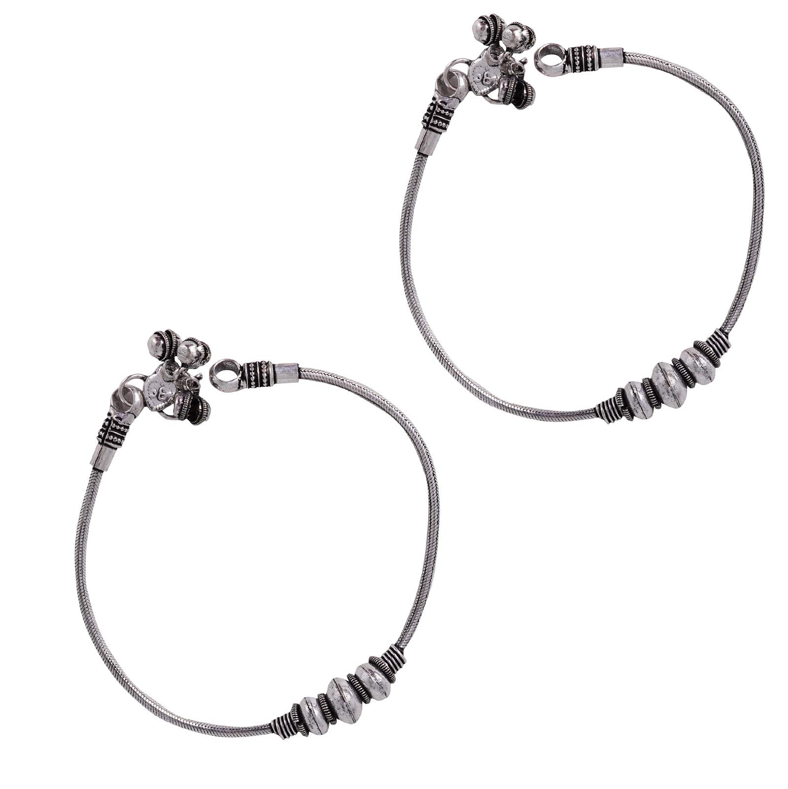 teejh Sejal Silver Oxidised Anklets For Women-picture-20