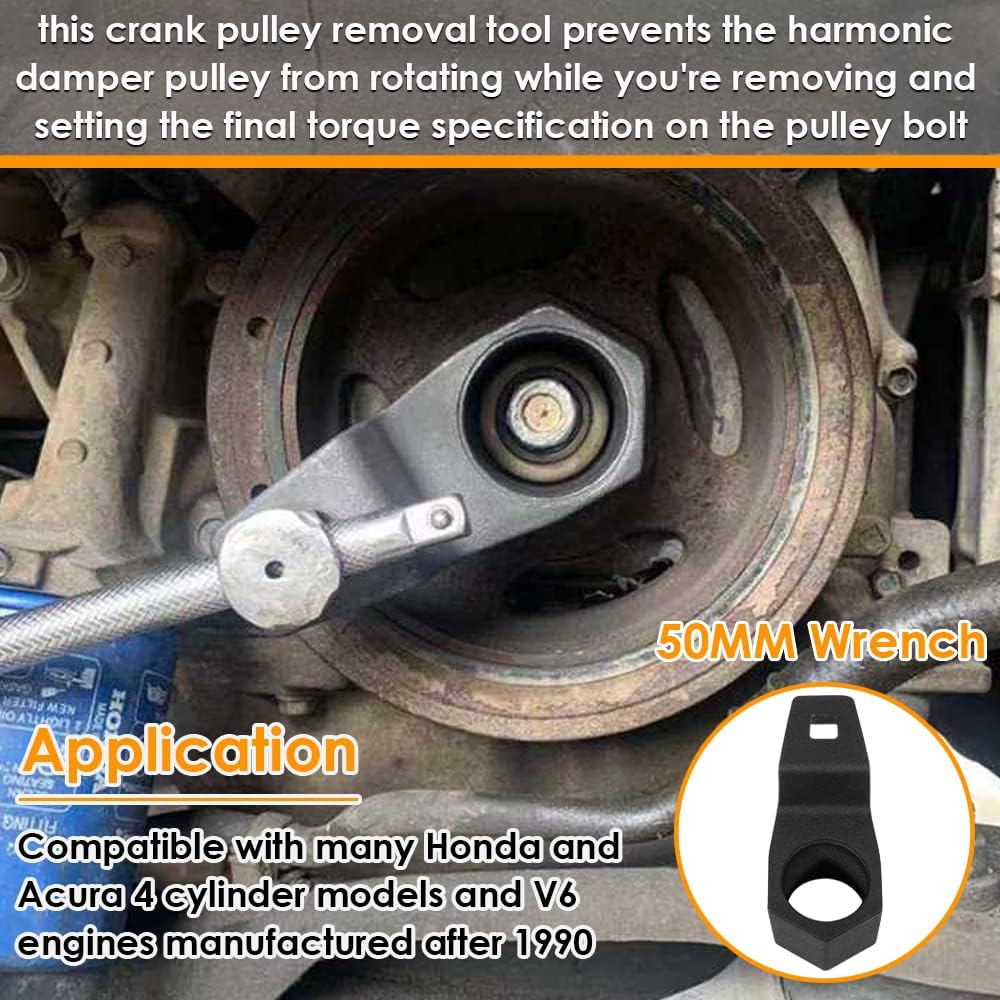 Yoursme 19mm Harmonic Balancer Socket 77080 & 50mm Crankshaft Crank Pulley Wrench Holder for Honda and Acura Engines