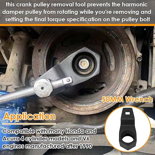 Miniatura 6 de Yoursme 0.748 in Armónico Equilibrador Socket 3,034.646 & 1.969 in Cigüeñal Polea Soporte de llave para motores Honda y Acura