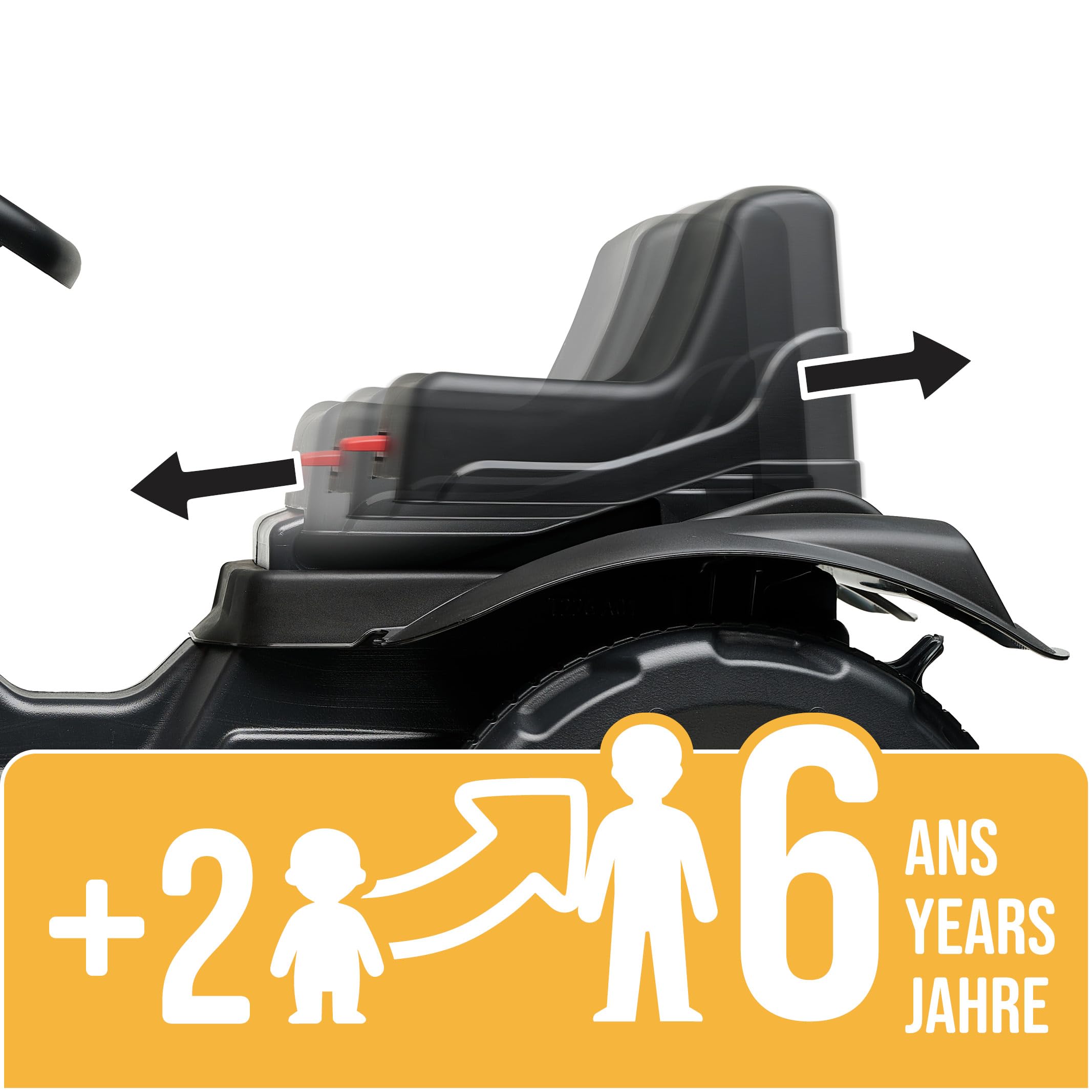 Falk JCB Traktor mit Pedalen für Kinder, mit Anhänger, ab 2 Jahren | Haube zum Öffnen und verstellbarer Sitz