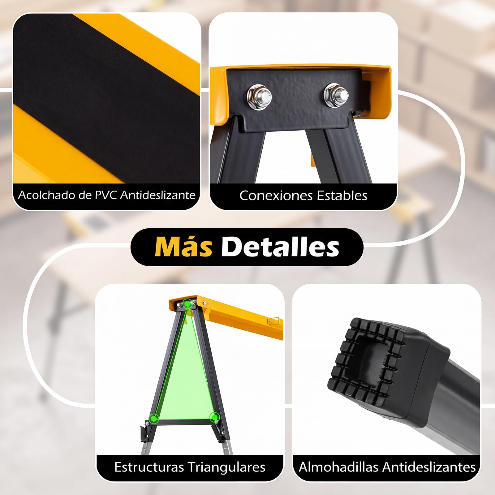 COSTWAY Juego de 2 Bloques de Sierra Plegables, 63-88 cm