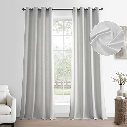 HPD Half Price Drapes Cortinas básicas de lino sintético con ojales, par de 120 