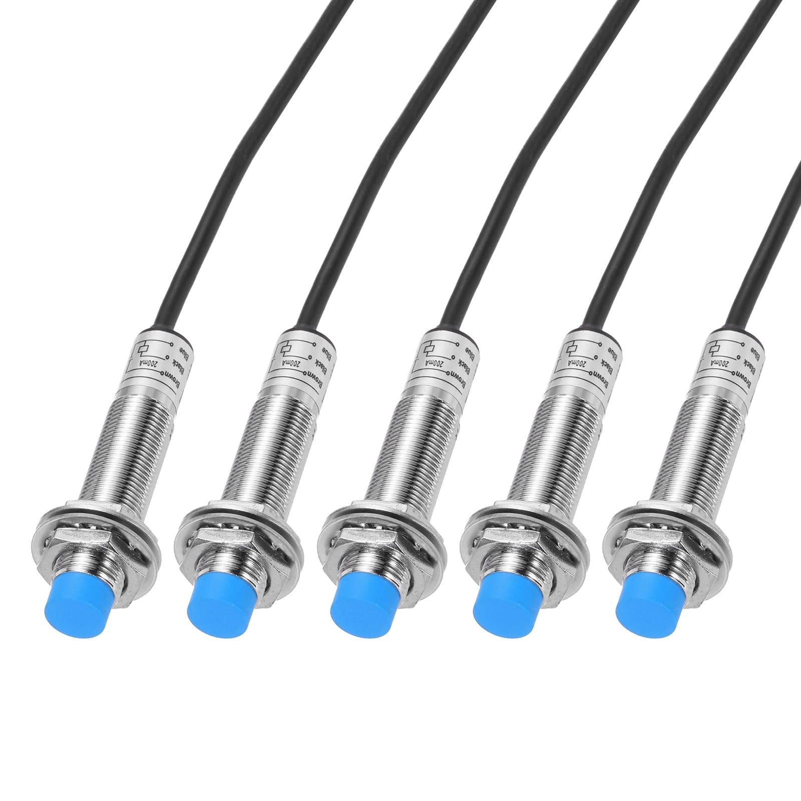 QUARKZMAN Capteur D'Approche Inductif M12 appareil de coupure à capteur De Proximité NO Normalement Ouvert PNP Distance De Détection 4mm, DC 6-36V LJ12A3-4-Z/BY, 1.2m, 5Pcs