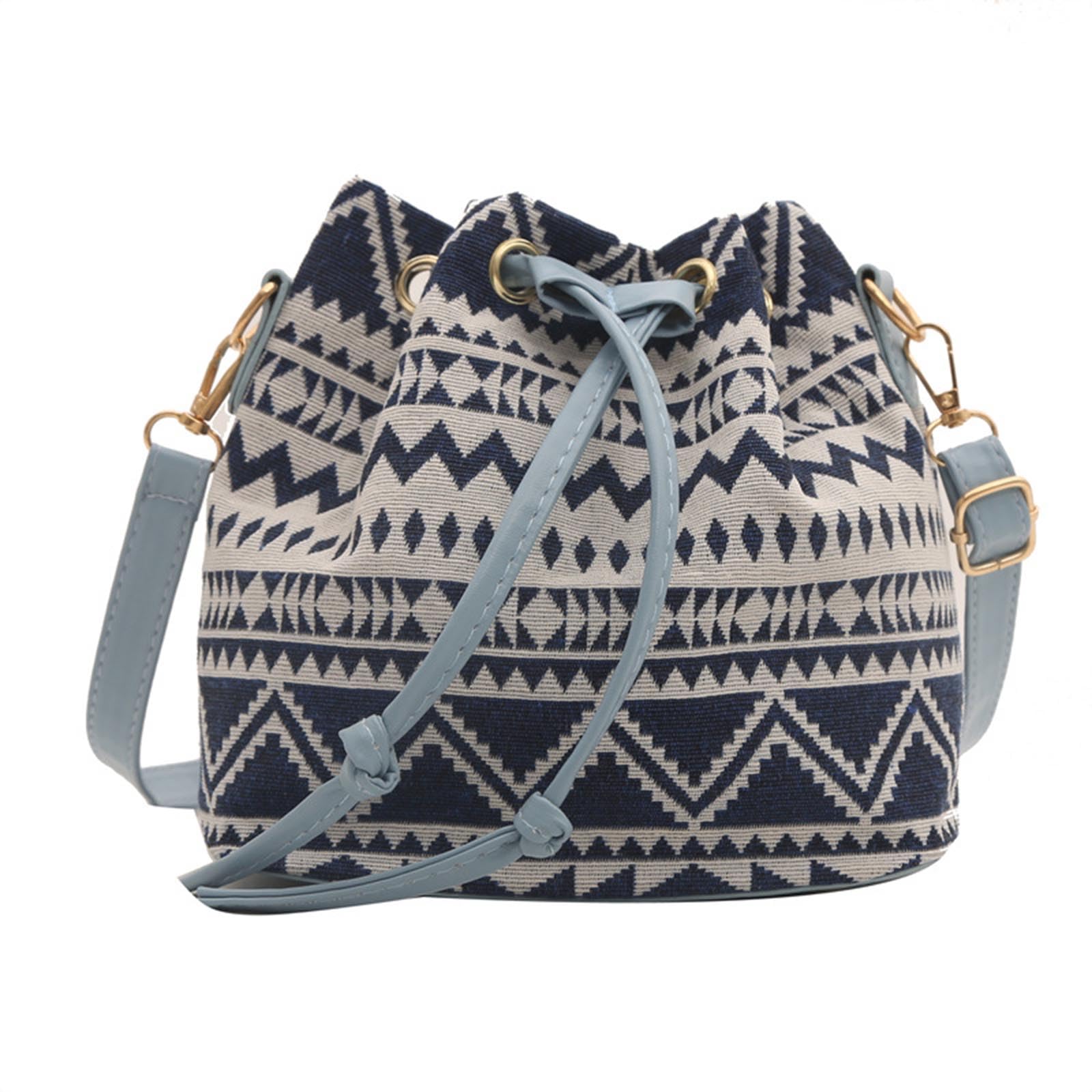 Rxgiasup Fashion Drawstring Crossbody Bag for Women Girl Bucket Canvas Shoulder Women Ethnic Style Messenger Women Ethnic Style Shoulder Bag Fashion Bucket Bag Drawstring Crossbody Bag, c