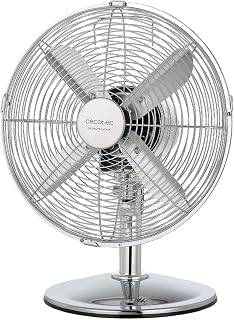 Cecotec Ventilateur de bureau EnergySilence 620 RetroDesk. 40 W, finition chromée, 12" de diamètre avec 4 pales, 3 vitesse...