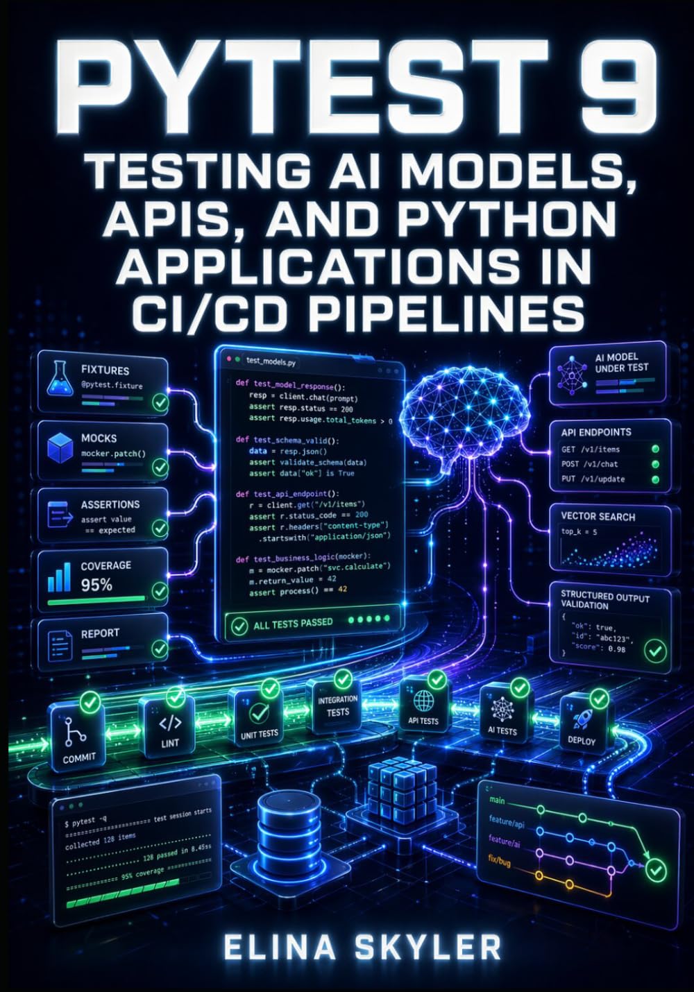 PYTEST 9: TESTING AI MODELS, APIS, AND PYTHON APPLICATIONS IN CI/CD PIPELINES: Write Fixtures, Mock External Services, Parametrize Test Suites, and Automate Coverage Reporting with GitHub Actions