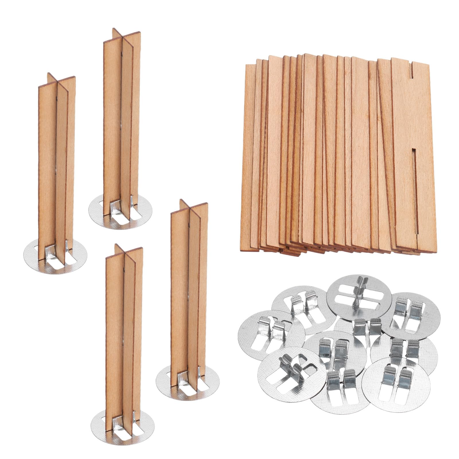 Lot De 10 Ensembles De Mèches De Bougie En Bois - 10x100 Mm, Avec Supports Métalliques, Pour Flamme Crépitante