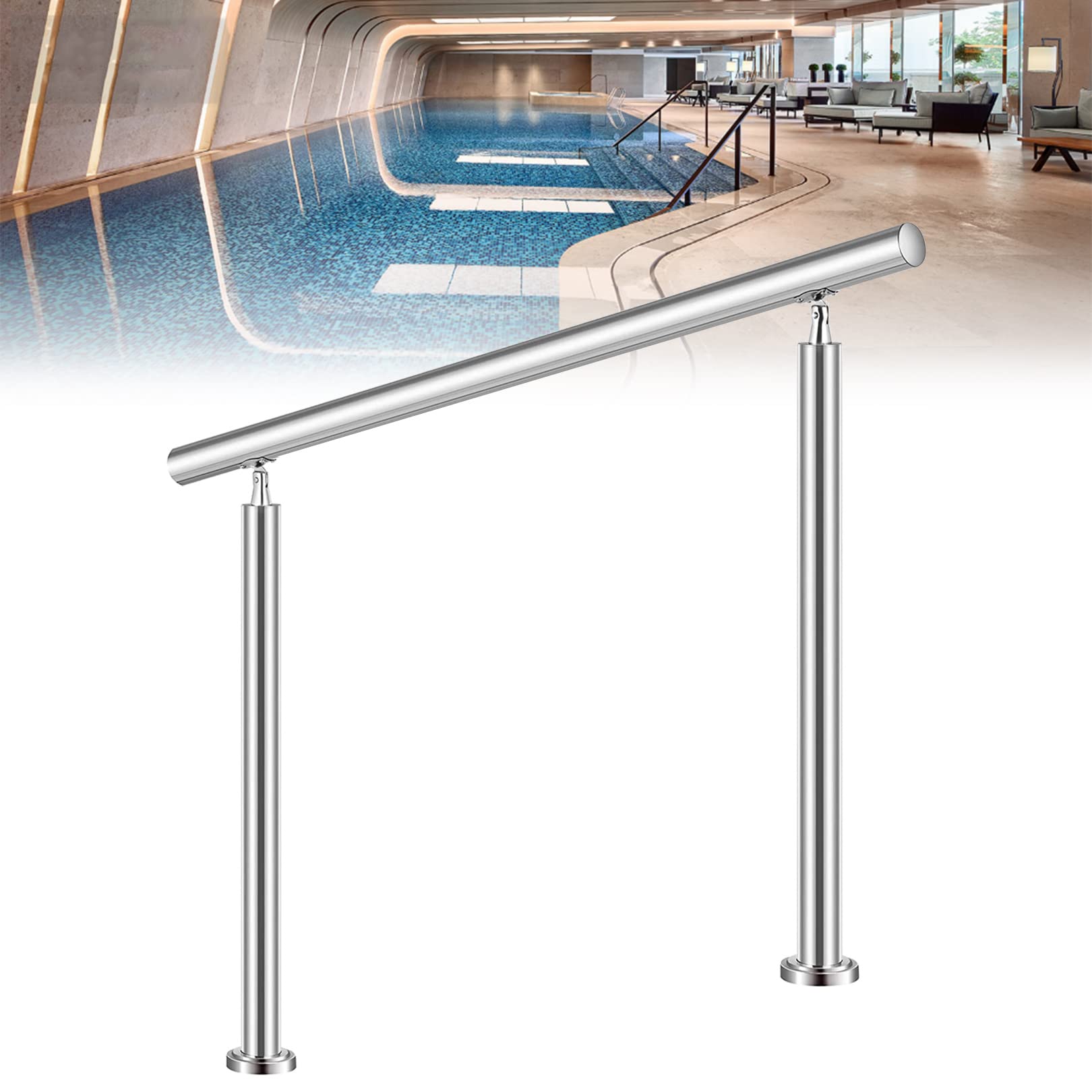 LWJSOCP Stair handrail Stair Handrail, Non-Slip Grab Bar Railing 304 Stainless Steel Pipe Pool Handrail for Indoor and Outdoor Stairs