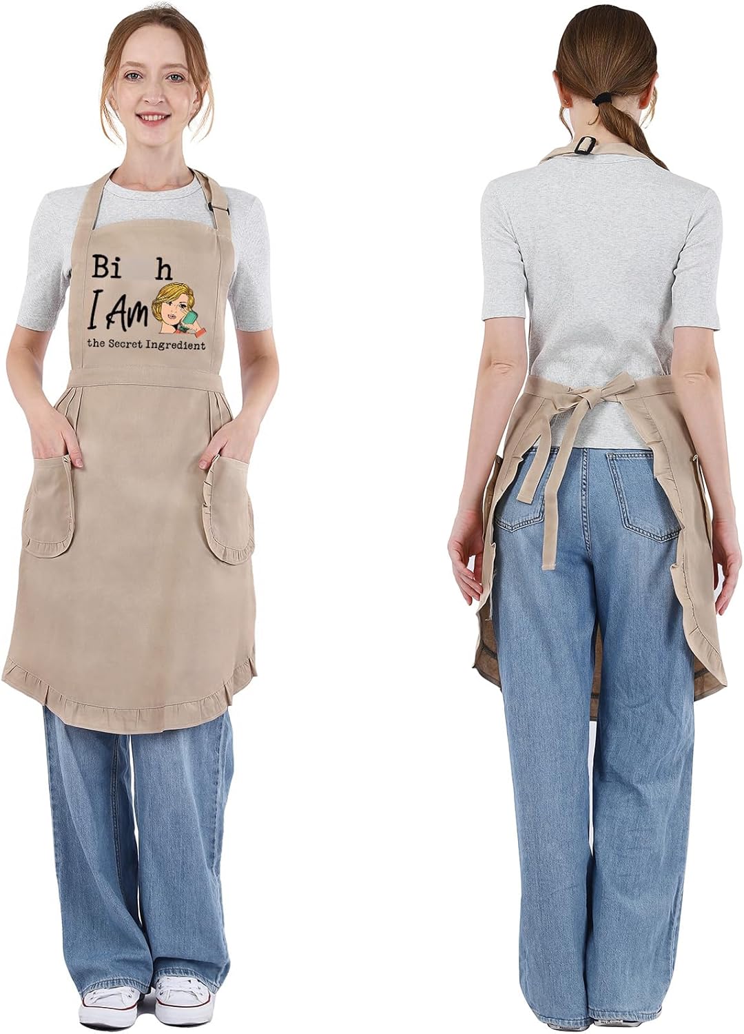 Miracu Funny Baking Cooking Aprons for Women w/Pockets, Hilarious Cute Kitchen Apron for Cooking, Humor Fun Bday, Valentines Day Baking Gifts for Bakers Cook Wife Friend Mom Chef Daughter Girlfriend - Image 4